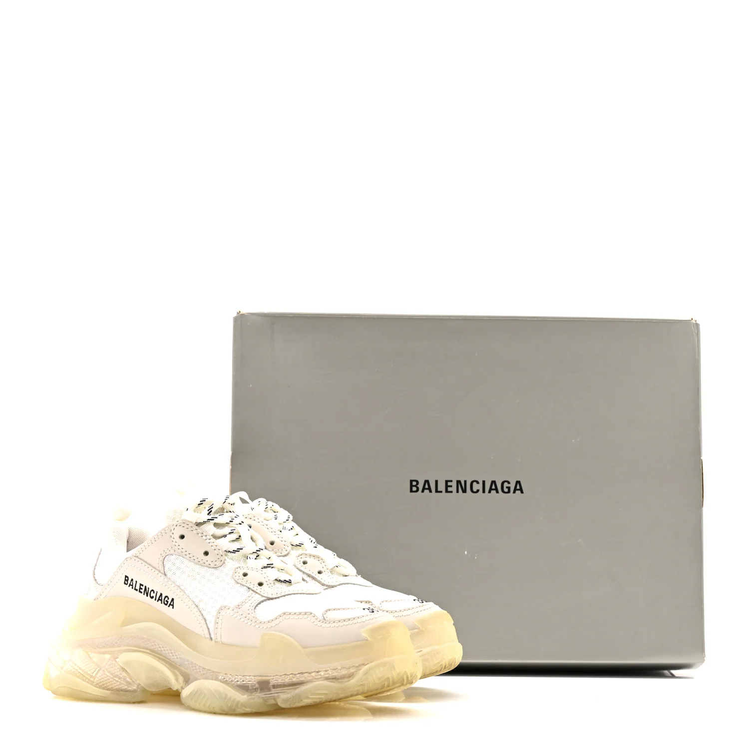 Fabric Mesh Clear Sole Womens Triple S Sneakers 36 Honeycomb White - Image 12