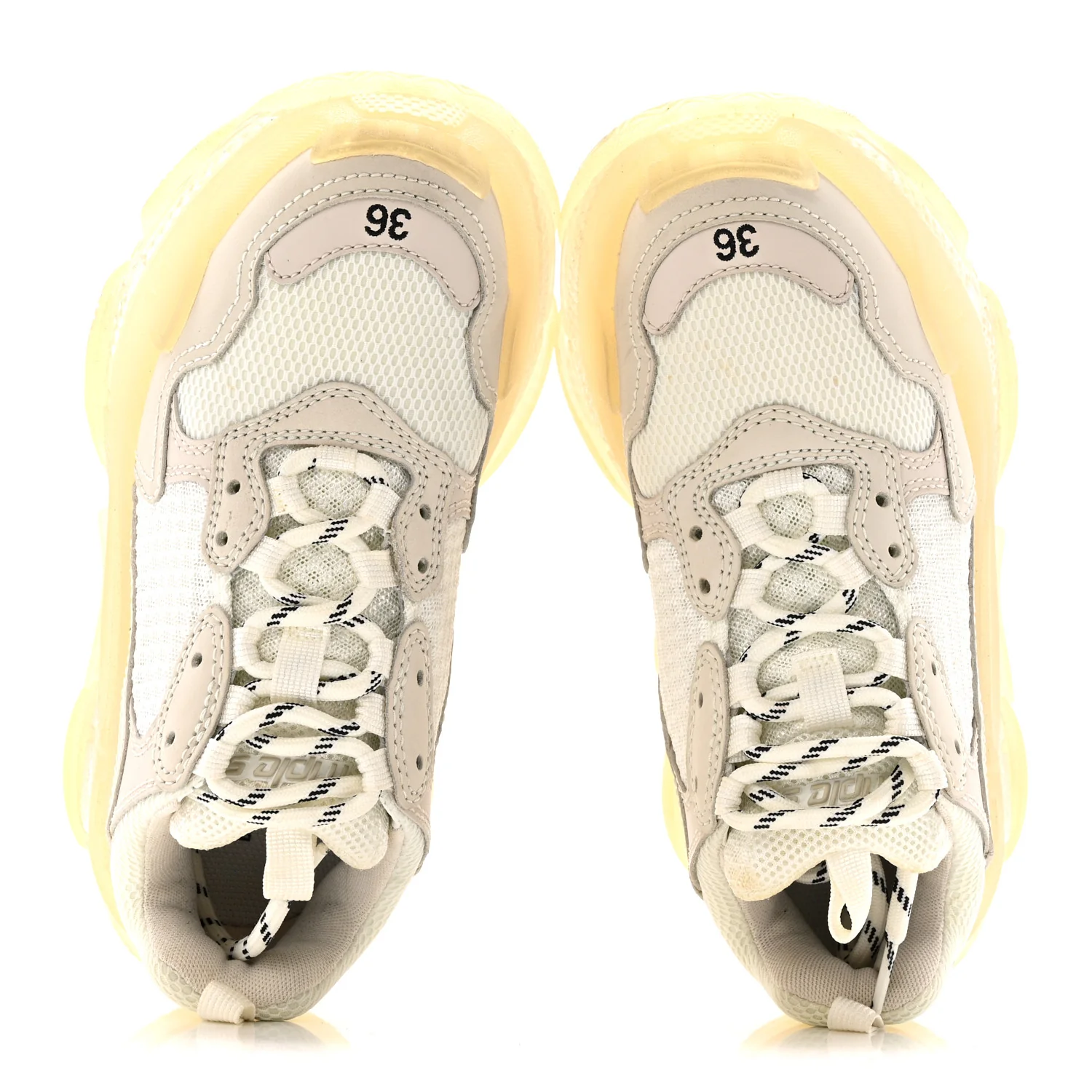 Fabric Mesh Clear Sole Womens Triple S Sneakers 36 Honeycomb White - Image 2