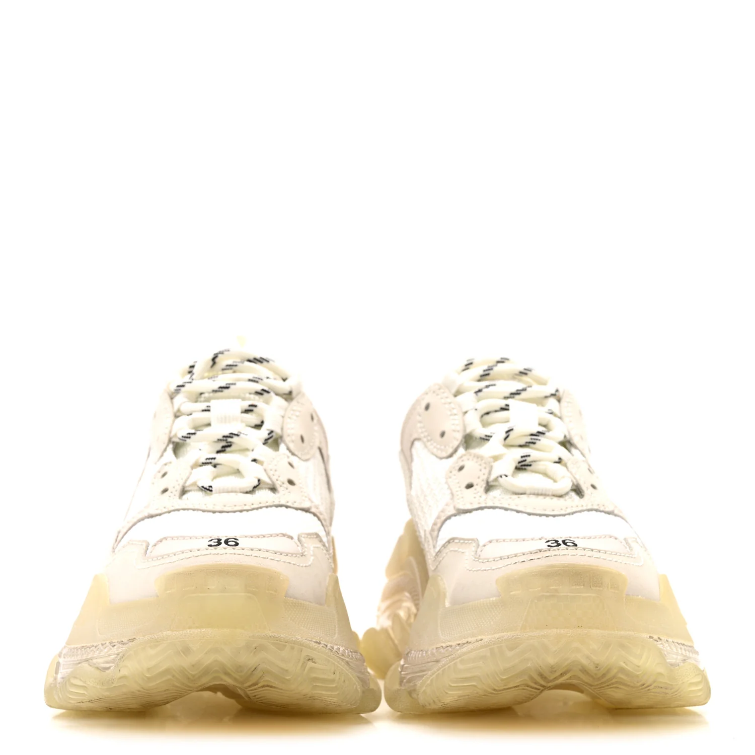 Fabric Mesh Clear Sole Womens Triple S Sneakers 36 Honeycomb White - Image 3