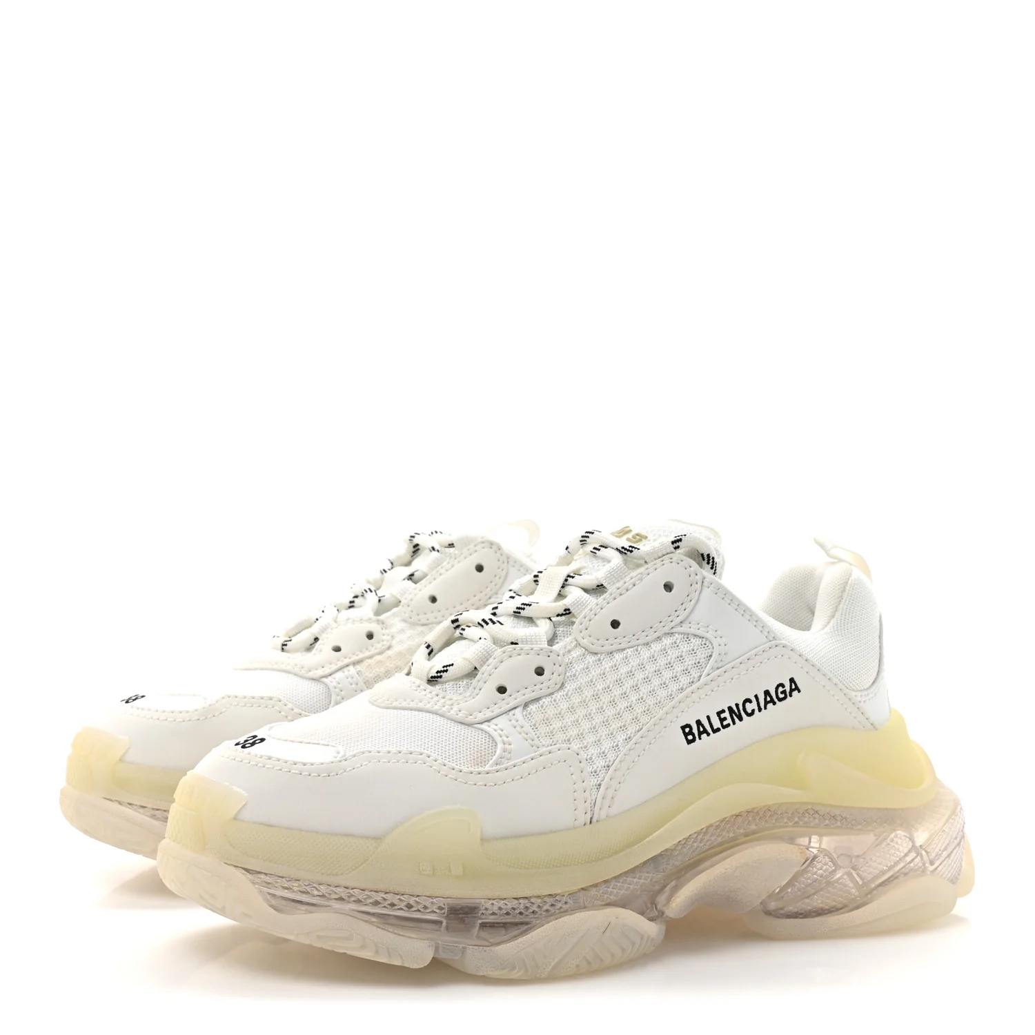 Fabric Mesh Clear Sole Womens Triple S Sneakers 38 White - Image 4