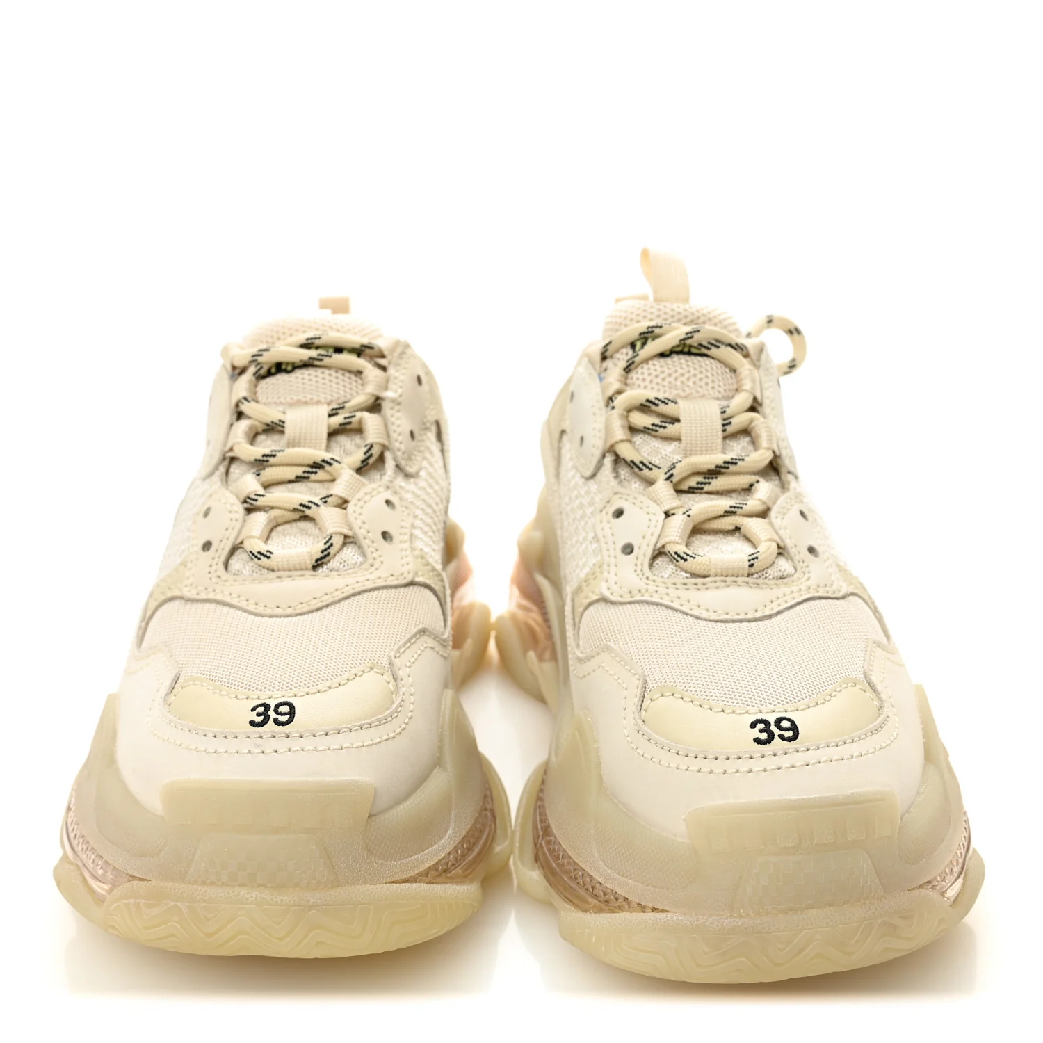 Fabric Mesh Clear Sole Womens Triple S Sneakers 39 Beige - Image 2