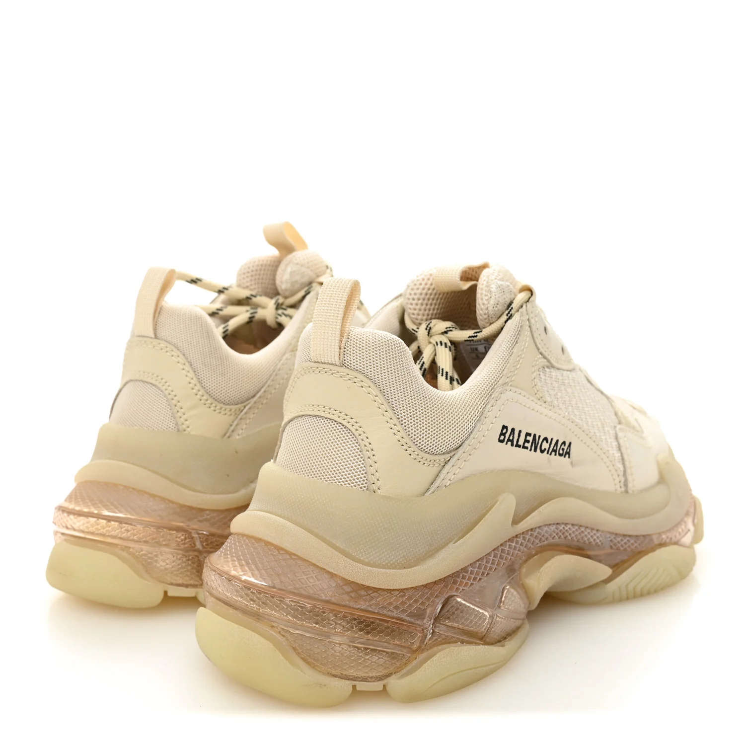 Fabric Mesh Clear Sole Womens Triple S Sneakers 39 Beige - Image 4