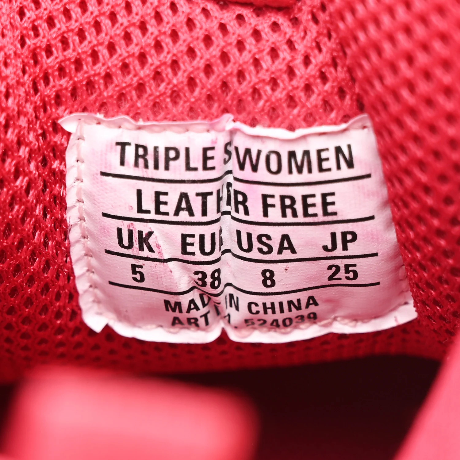 Fabric Mesh Faded Washed Womens Triple S Sneakers 38 Red - Image 9