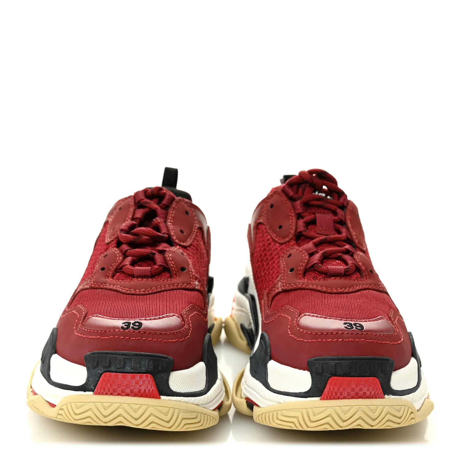 Fabric Mesh Washed Effect Womens Triple S Sneakers 39 Bordeaux Tricolor - Image 2