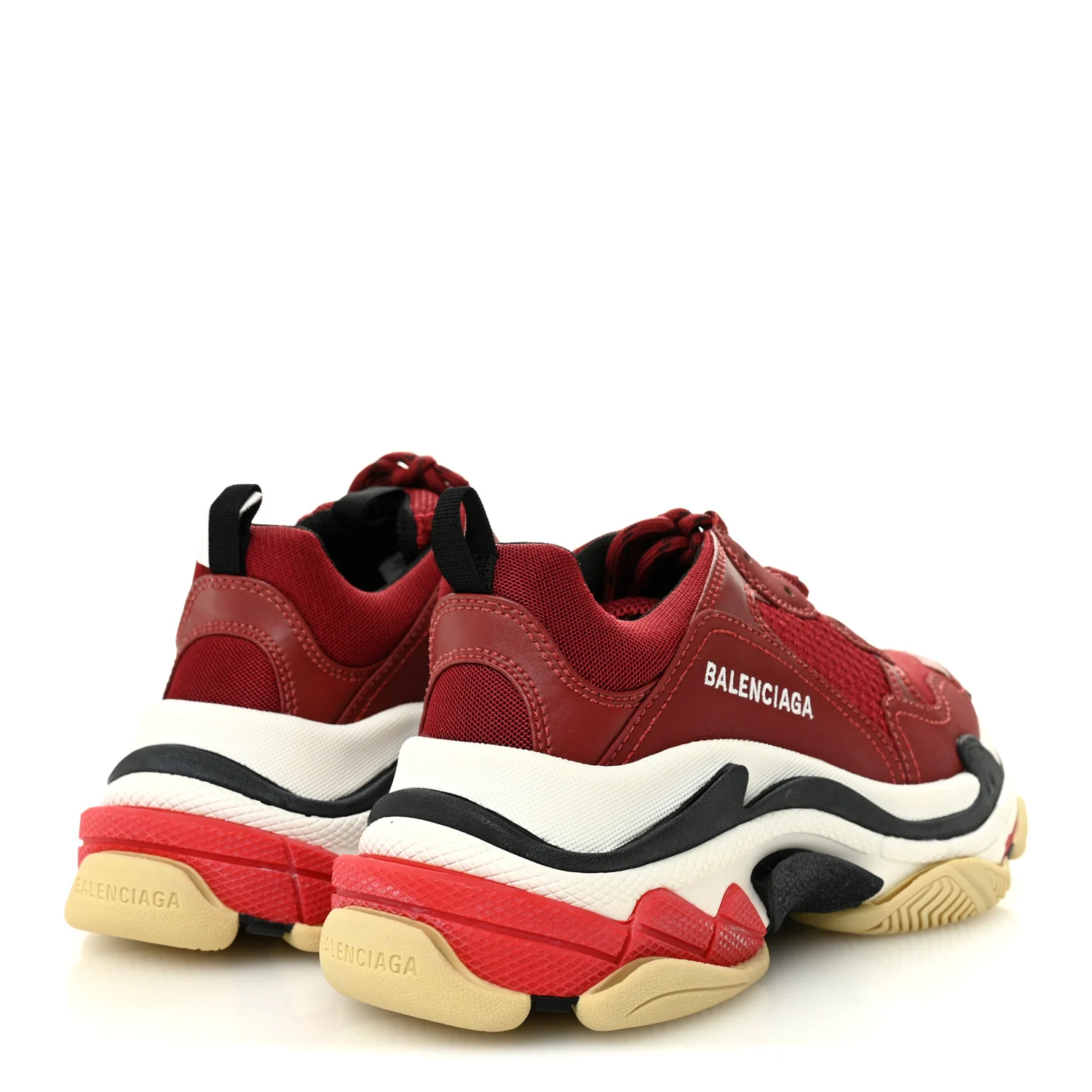 Fabric Mesh Washed Effect Womens Triple S Sneakers 39 Bordeaux Tricolor - Image 4