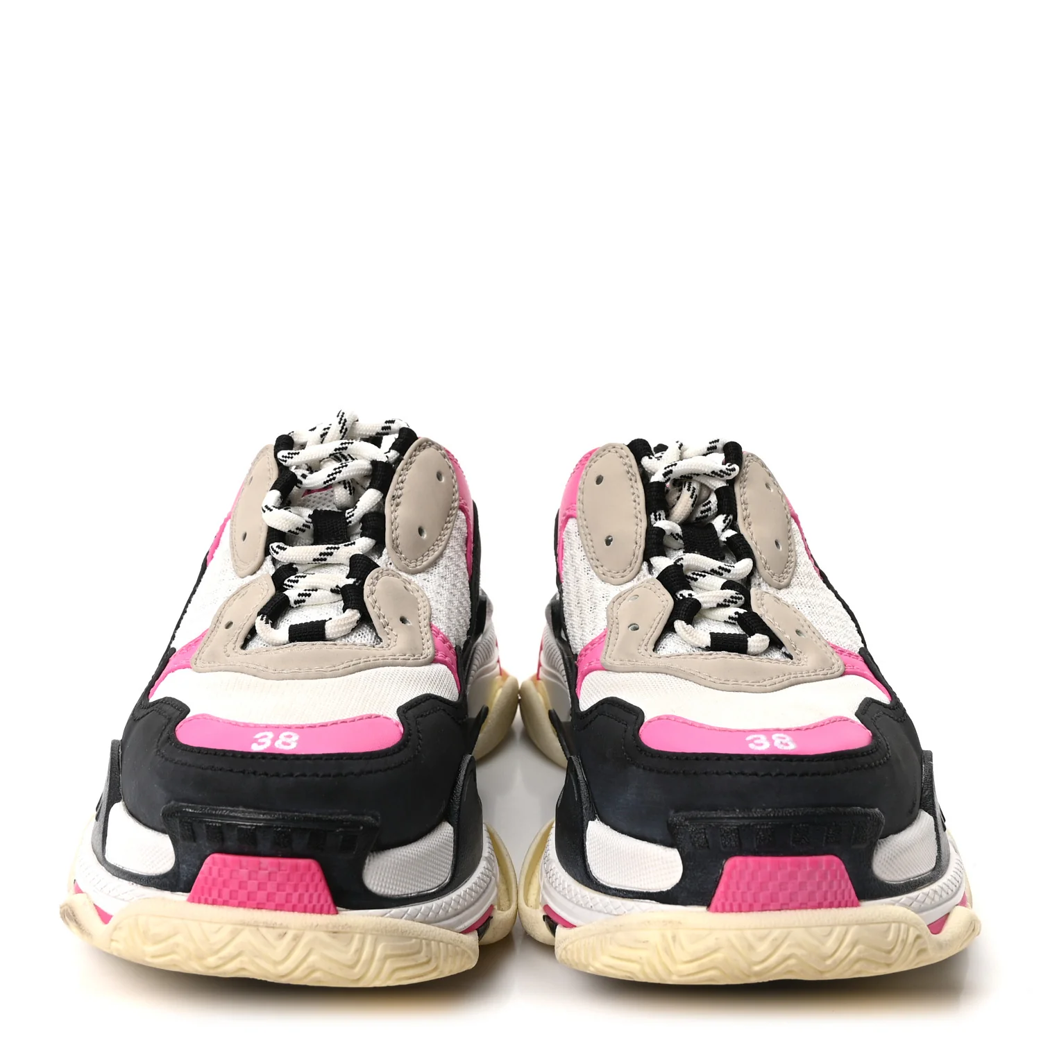 Fabric Mesh Womens Triple S Mule Sneakers 38 White Pink Black - Image 3