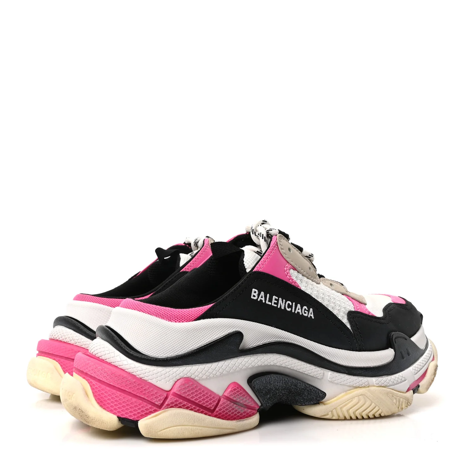 Fabric Mesh Womens Triple S Mule Sneakers 38 White Pink Black - Image 5