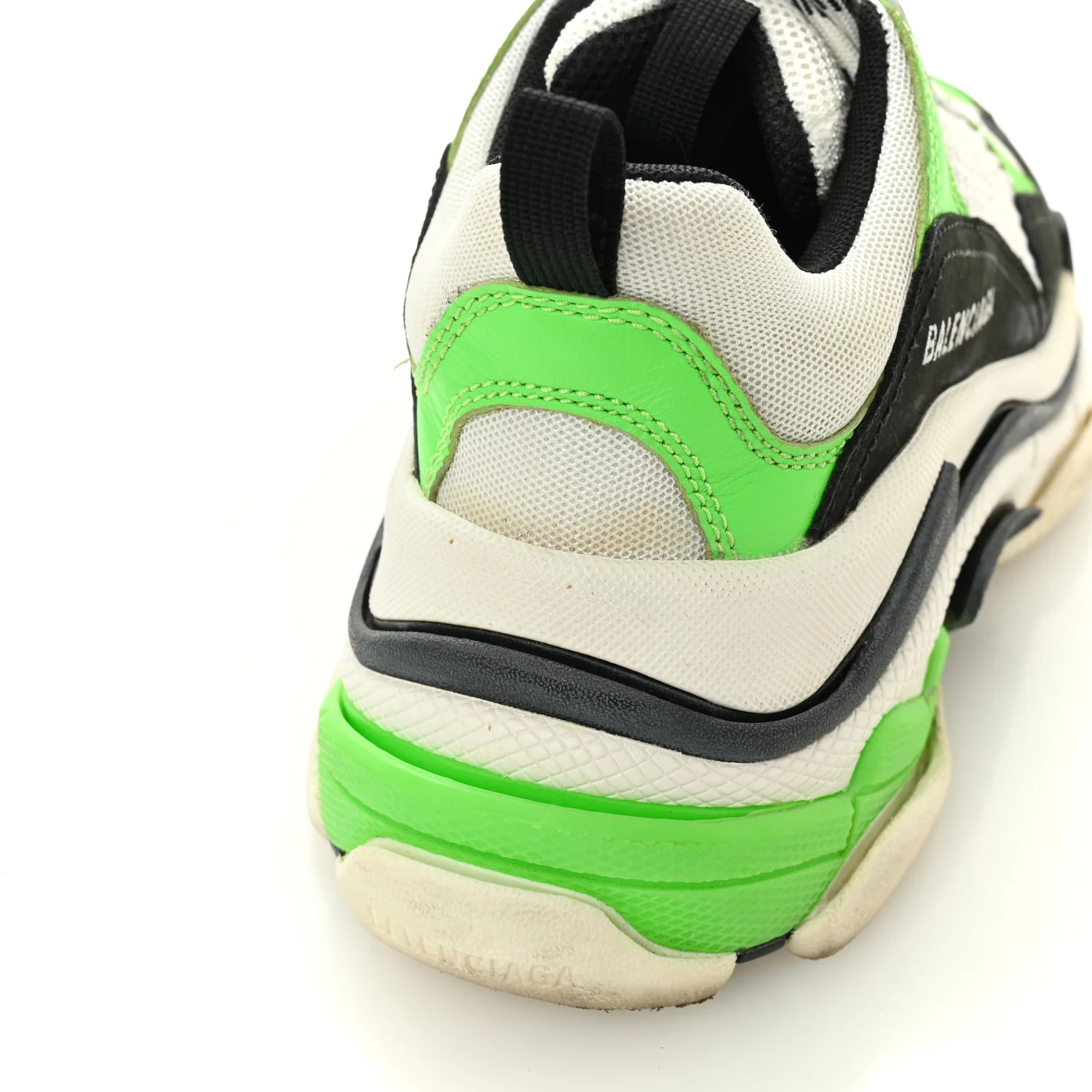 Fabric Mesh Womens Triple S Sneakers 37 White Green Fluo Black - Image 12