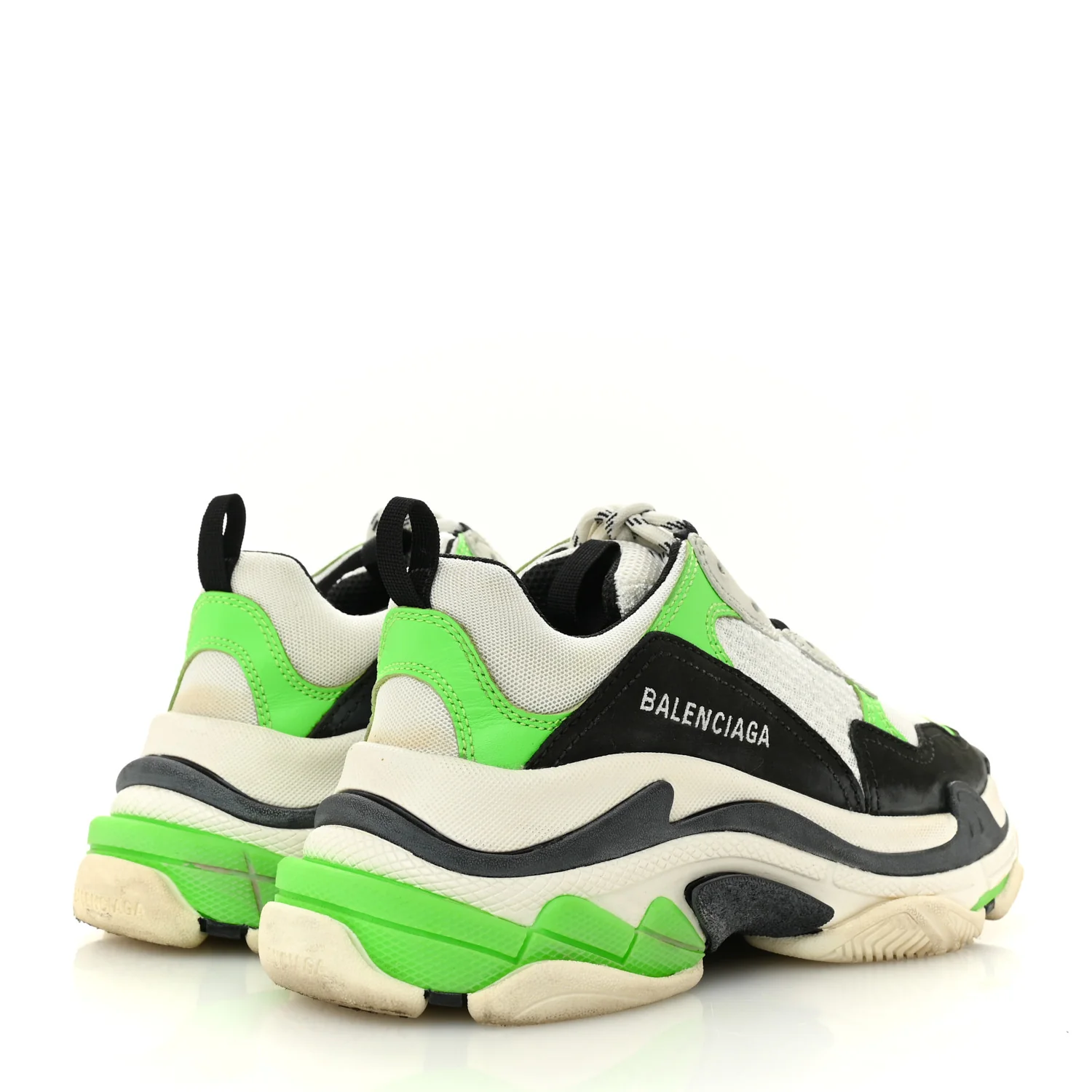 Fabric Mesh Womens Triple S Sneakers 37 White Green Fluo Black - Image 5