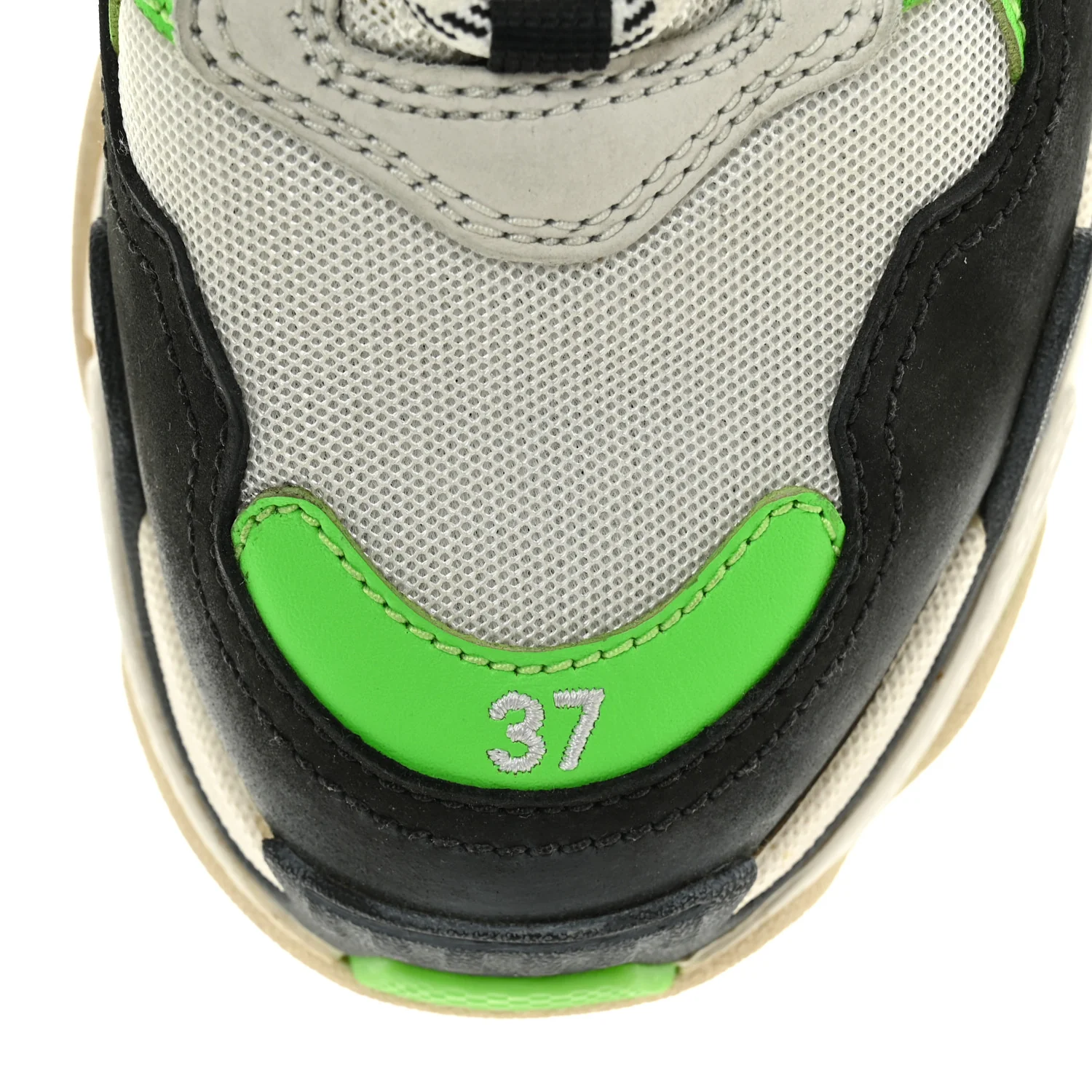 Fabric Mesh Womens Triple S Sneakers 37 White Green Fluo Black - Image 9