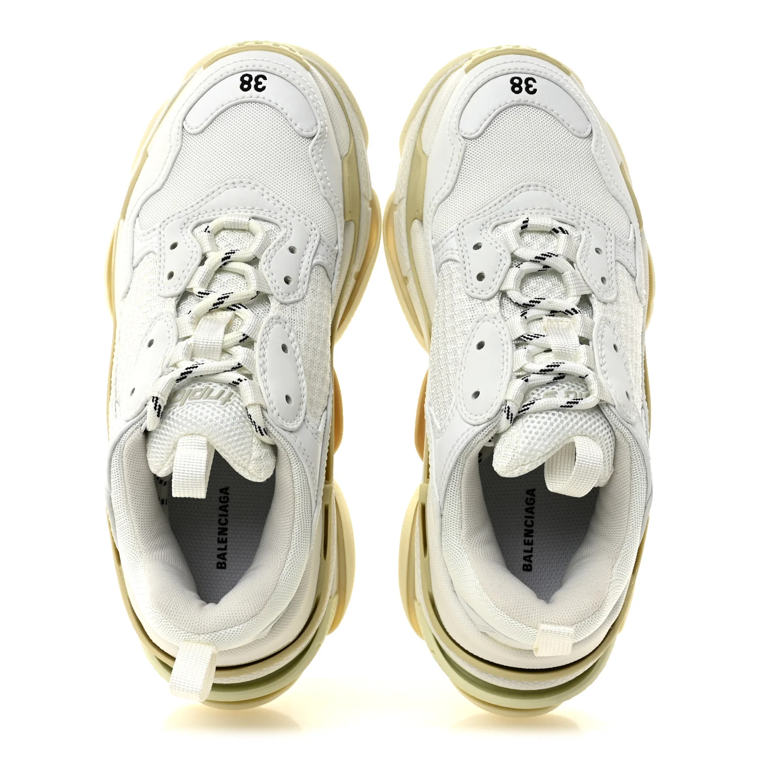 Fabric Mesh Womens Triple S Sneakers 38 White - Image 2