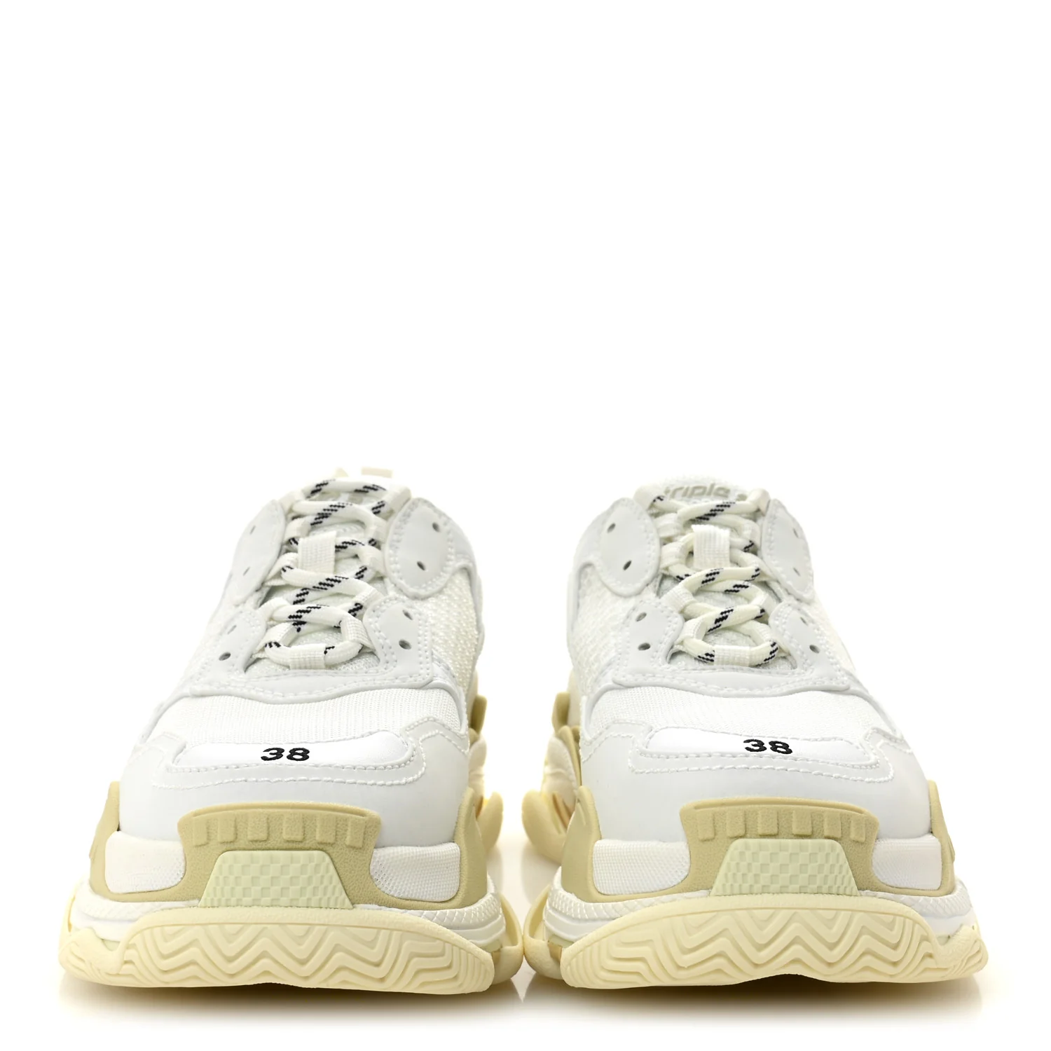 Fabric Mesh Womens Triple S Sneakers 38 White - Image 3