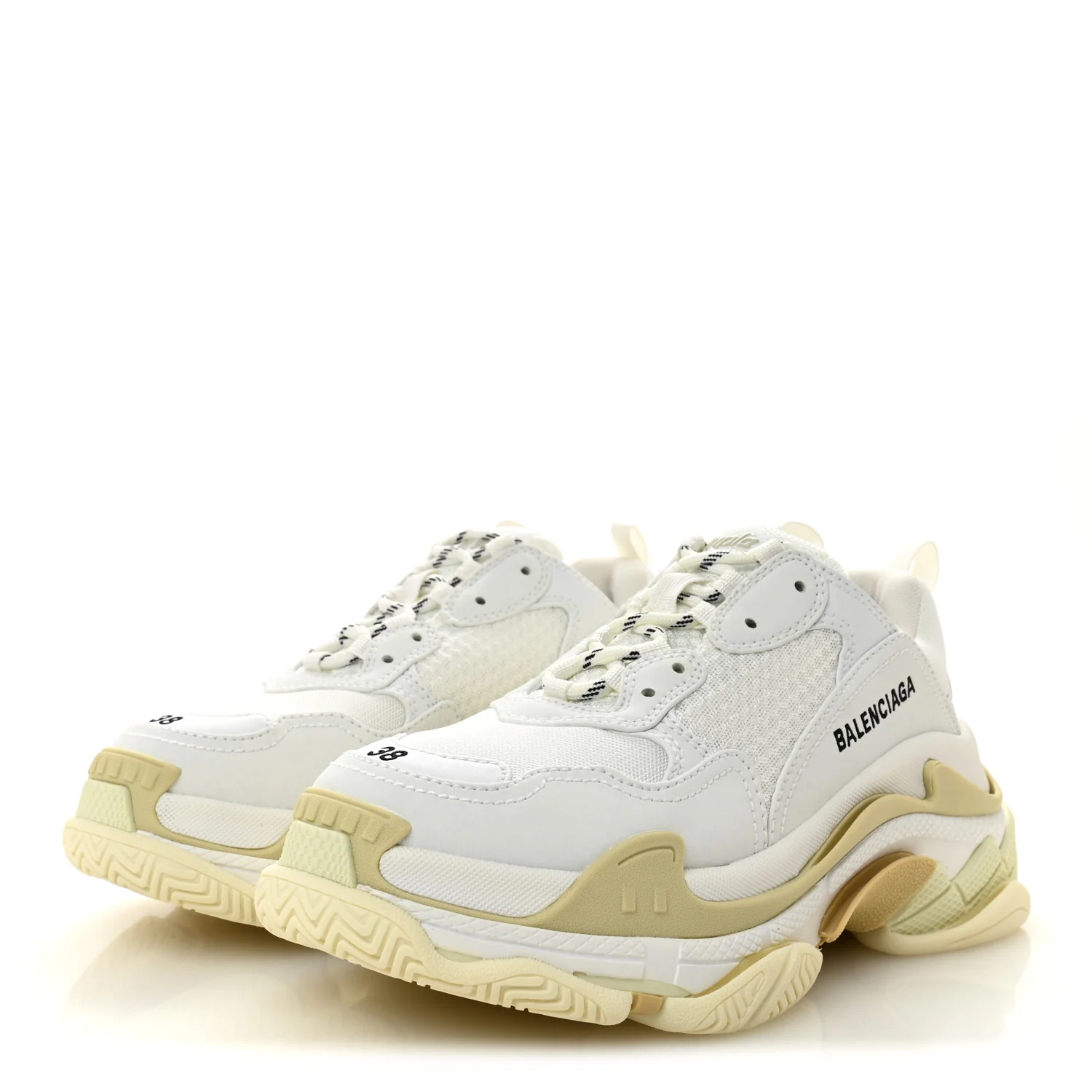 Fabric Mesh Womens Triple S Sneakers 38 White - Image 4