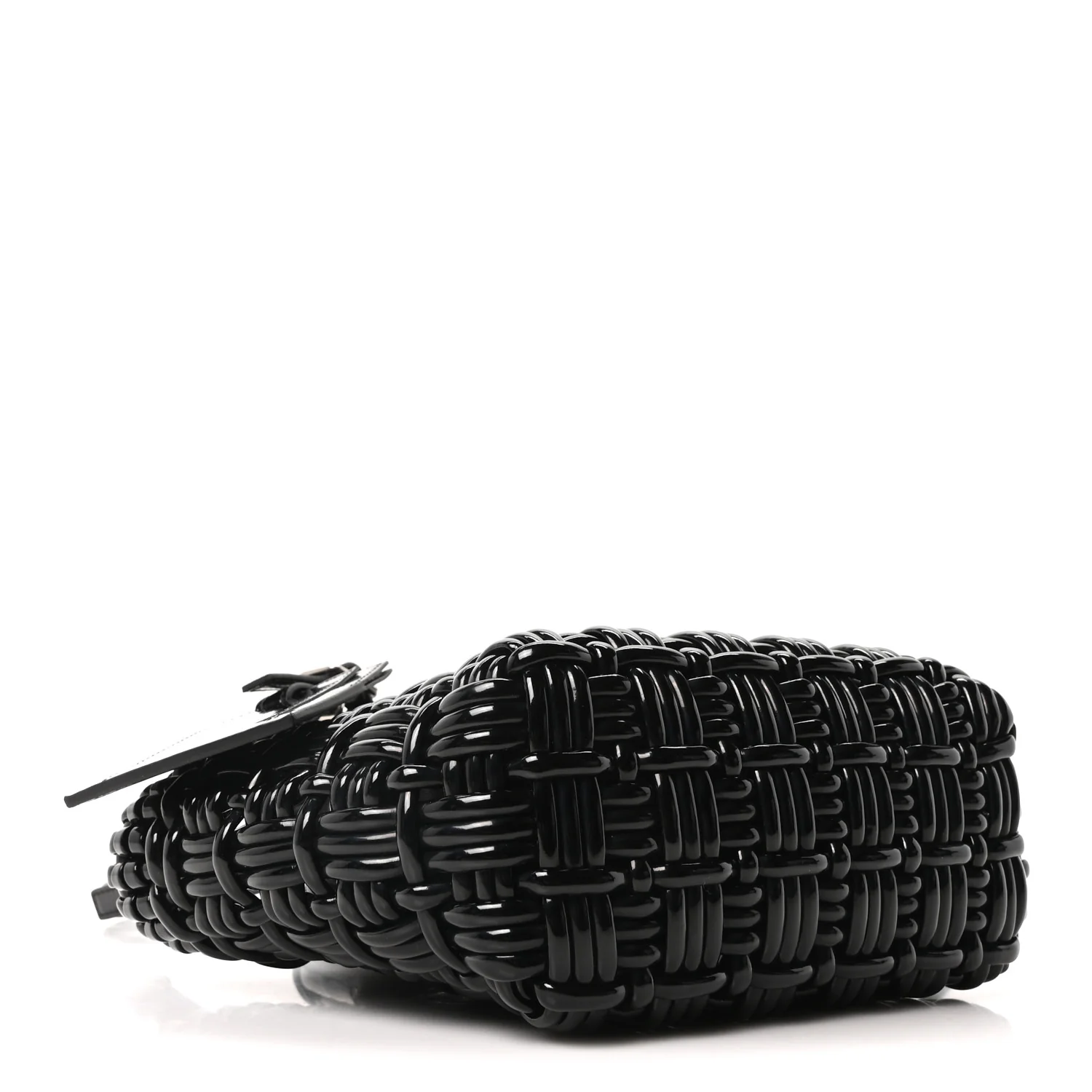 Faux Calfskin Braided Varnished XXS Bistro Basket Black - Image 4