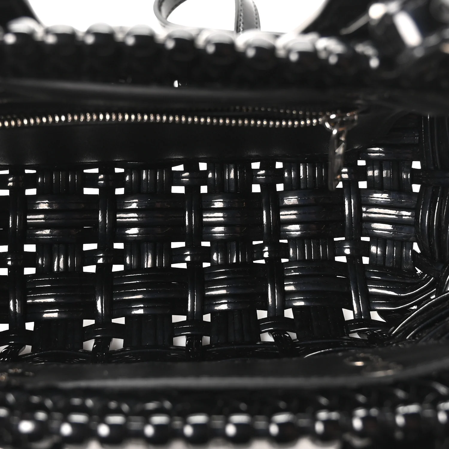 Faux Calfskin Braided Varnished XXS Bistro Basket Black - Image 5