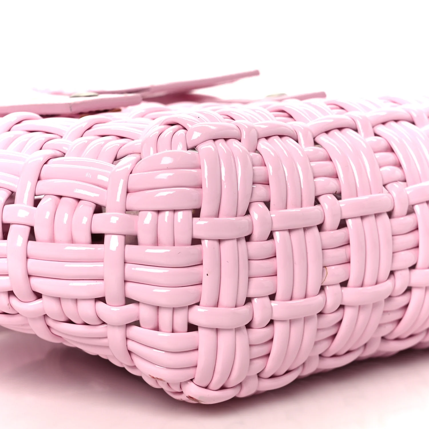 Faux Calfskin Braided Varnished XXS Bistro Basket Candy Pink - Image 9