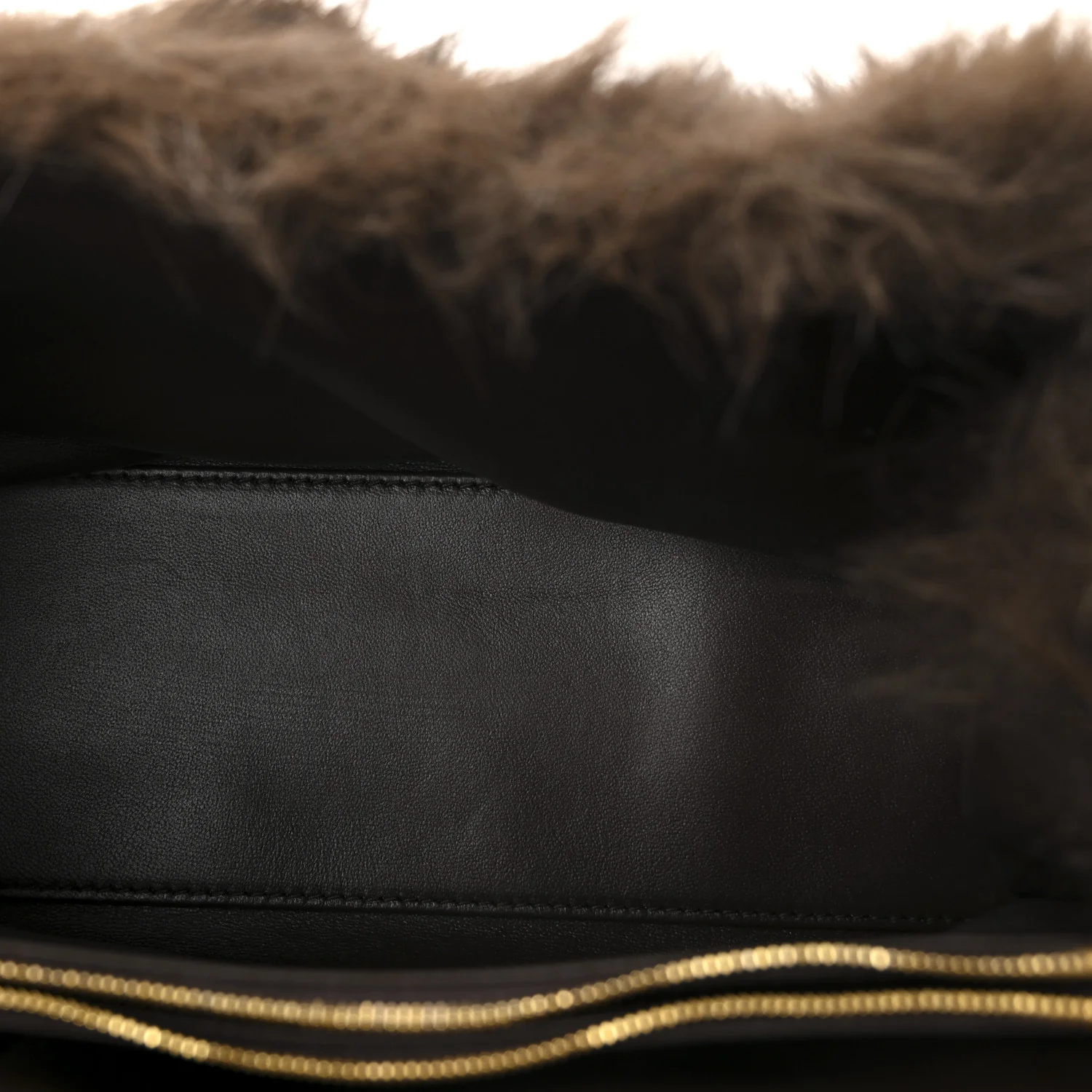 Faux Fur Medium Crush Chain Bag Brown - Image 5