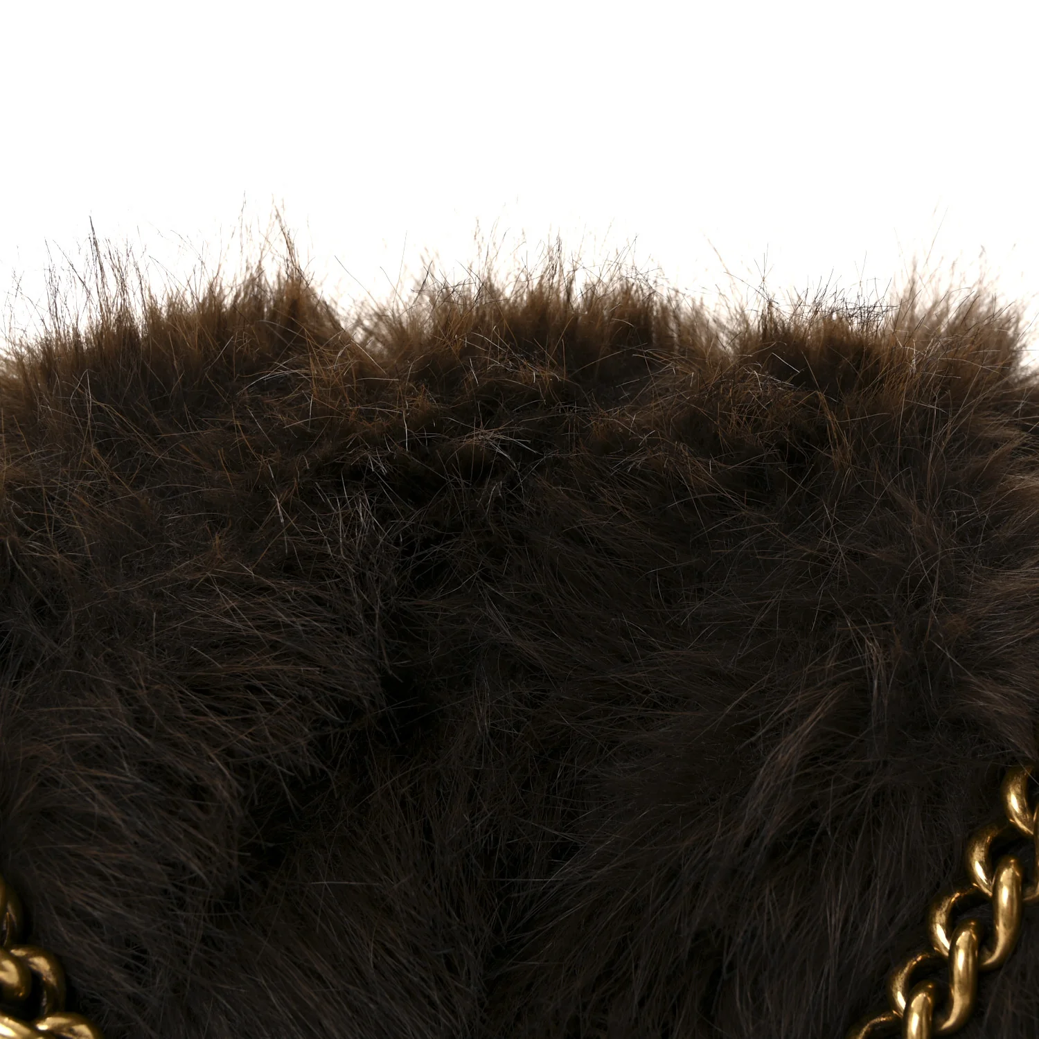 Faux Fur Medium Crush Chain Bag Brown - Image 7