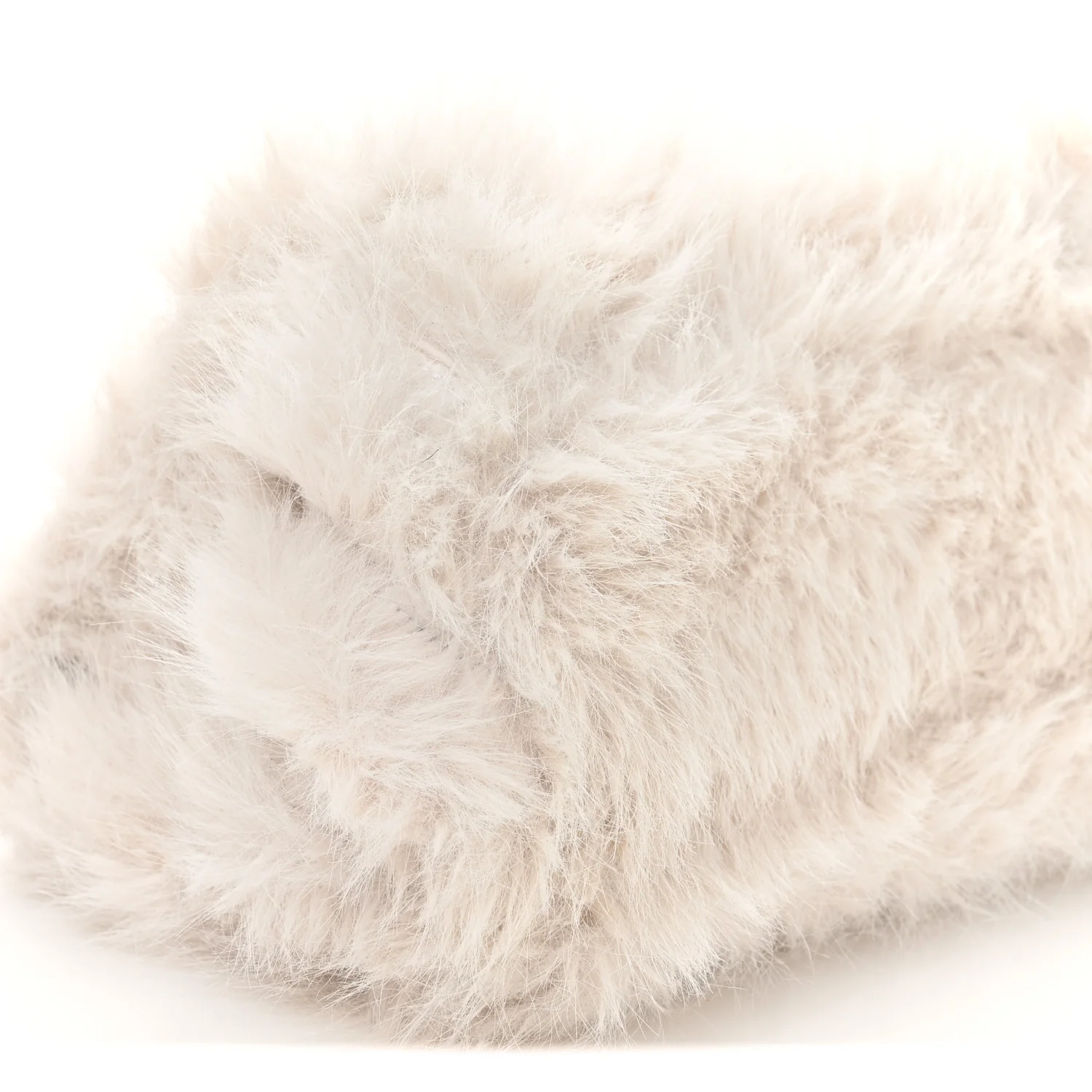 Faux Fur Medium Crush Chain Bag White - Image 9