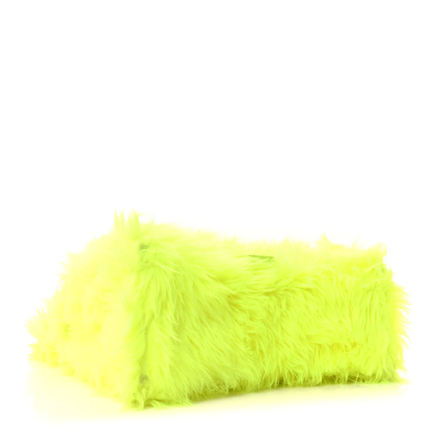 Faux Fur Medium Fluffy Hourglass Top Handle Bag Fluo Yellow - Image 4
