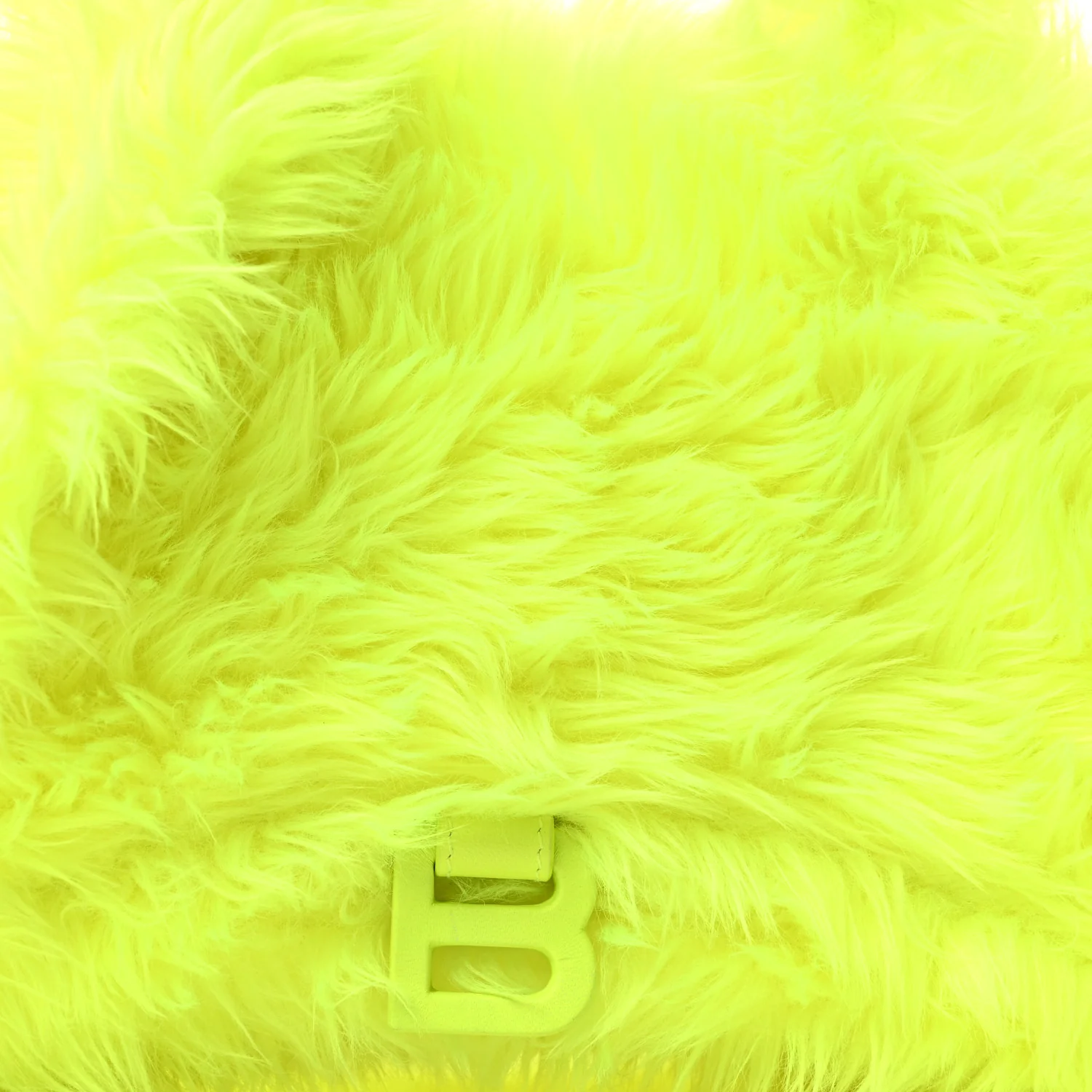 Faux Fur Medium Fluffy Hourglass Top Handle Bag Fluo Yellow - Image 8