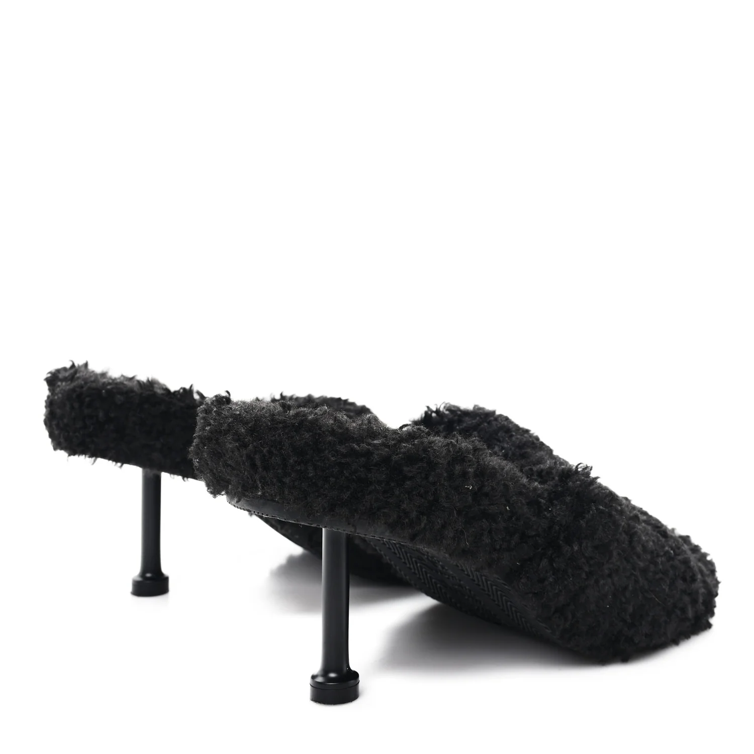 Faux Shearling Political Campaign Logo 80mm Sandals 39 Black - Image 5