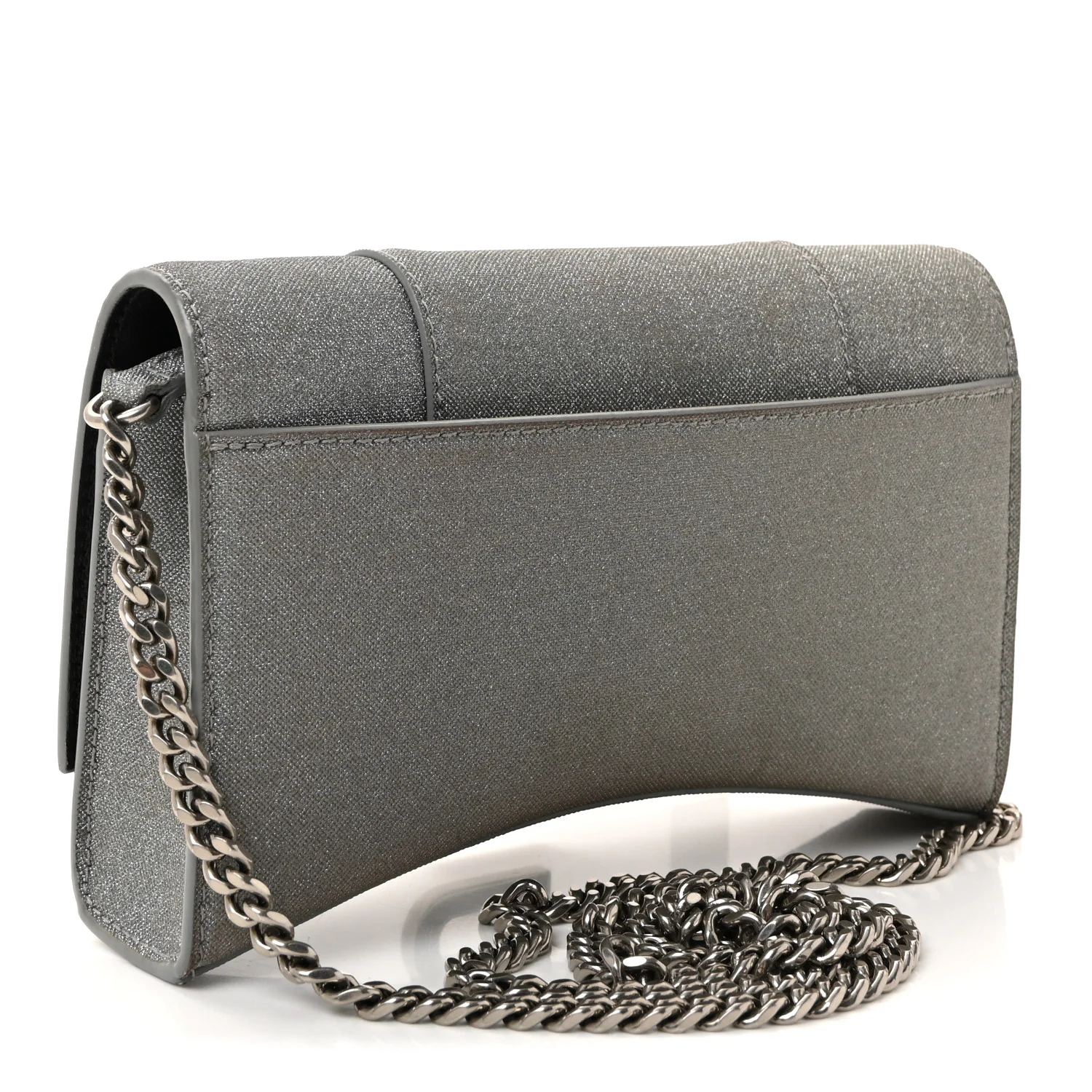 Glitter Fabric Hourglass Chain Bag Grey - Image 3