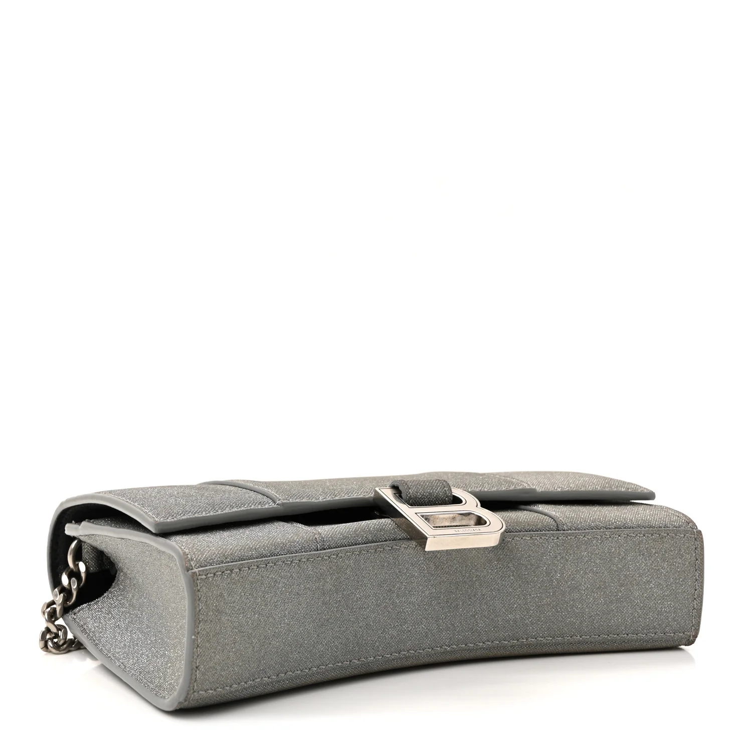 Glitter Fabric Hourglass Chain Bag Grey - Image 4