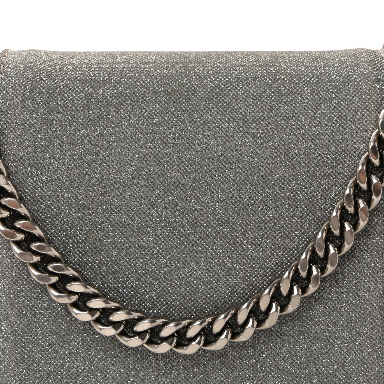 Glitter Fabric Hourglass Chain Bag Grey - Image 7