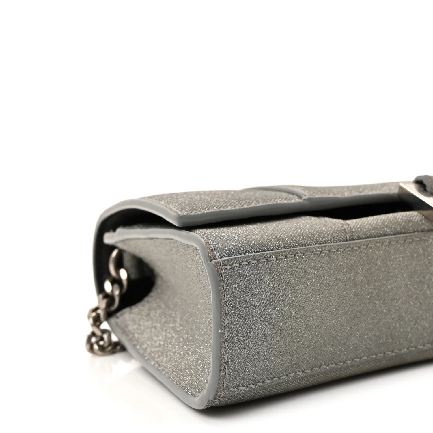 Glitter Fabric Hourglass Chain Bag Grey - Image 8