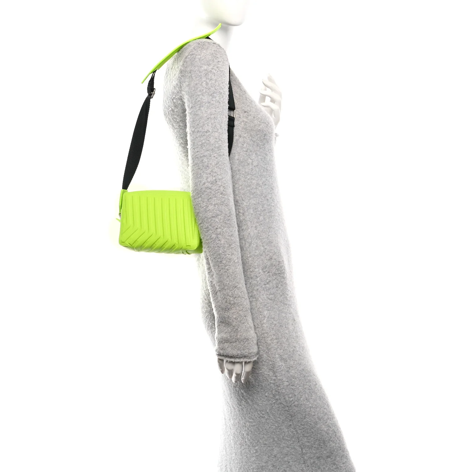 Grained Calfskin Embossed Car Camera Bag Yellow Fluo Black - Image 2