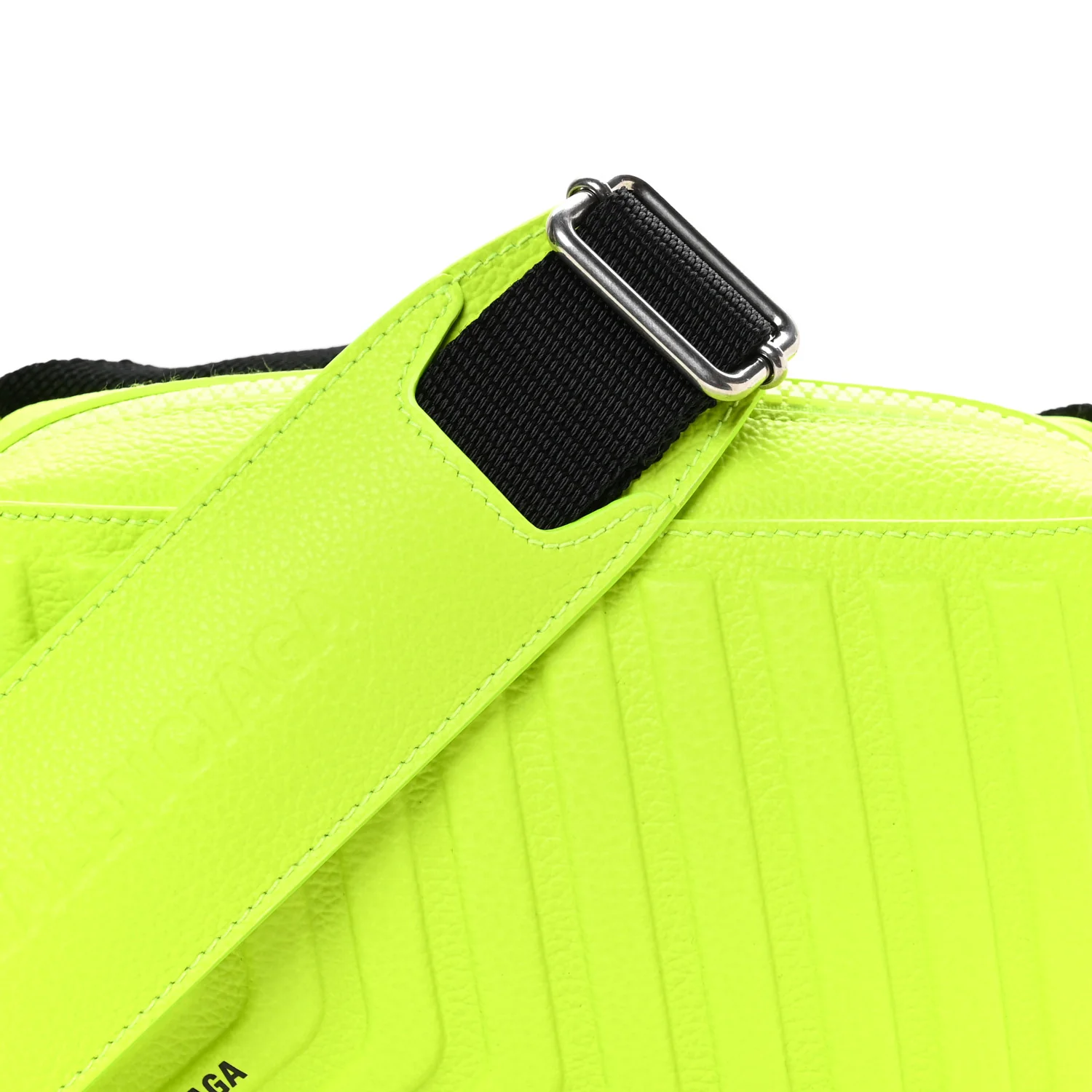 Grained Calfskin Embossed Car Camera Bag Yellow Fluo Black - Image 8