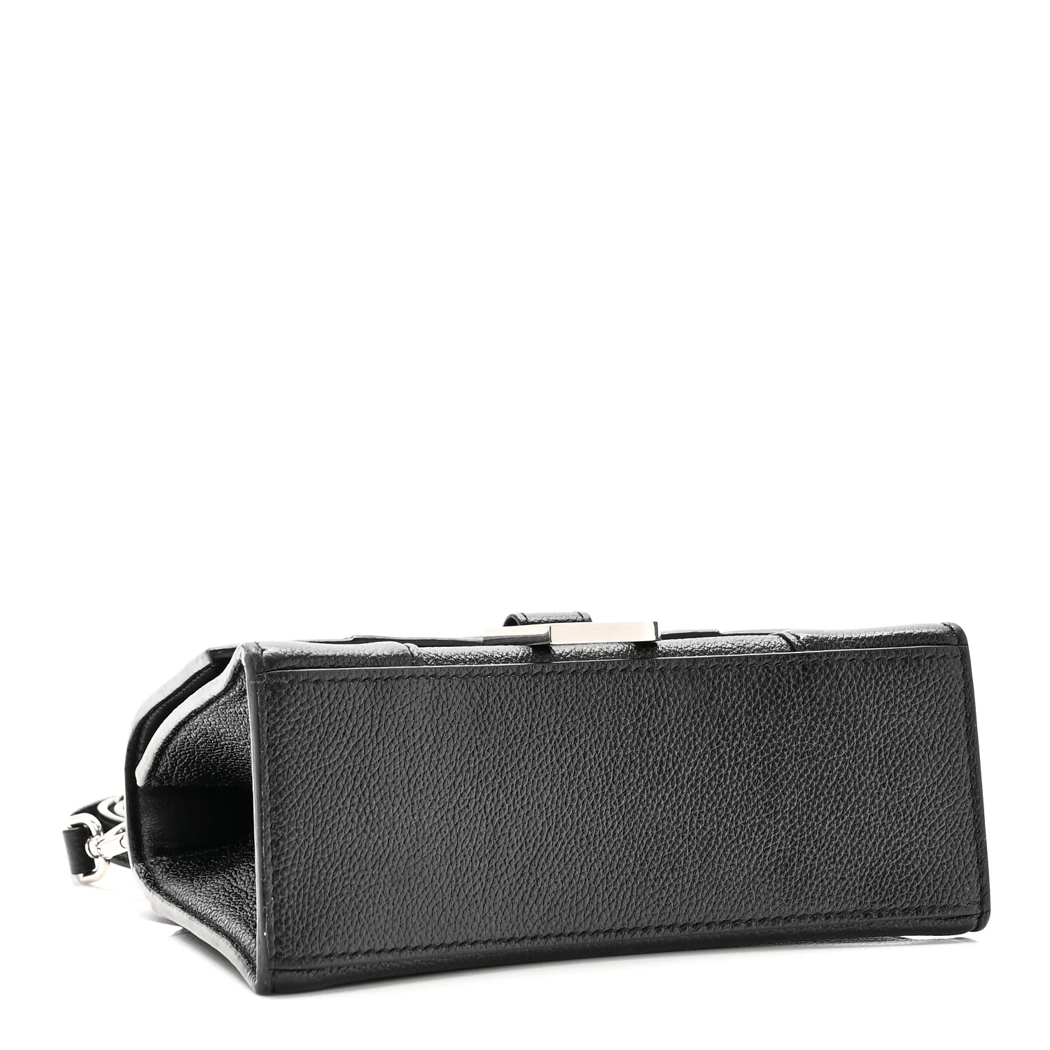 Grained Calfskin Hourglass Top Handle Bag XS Black - Image 4
