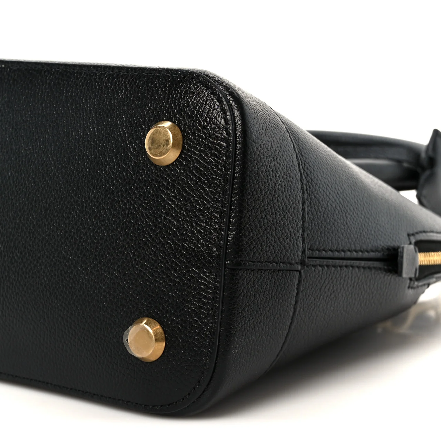 Grained Calfskin Logo S Ville Top Handle Bag Black White - Image 11
