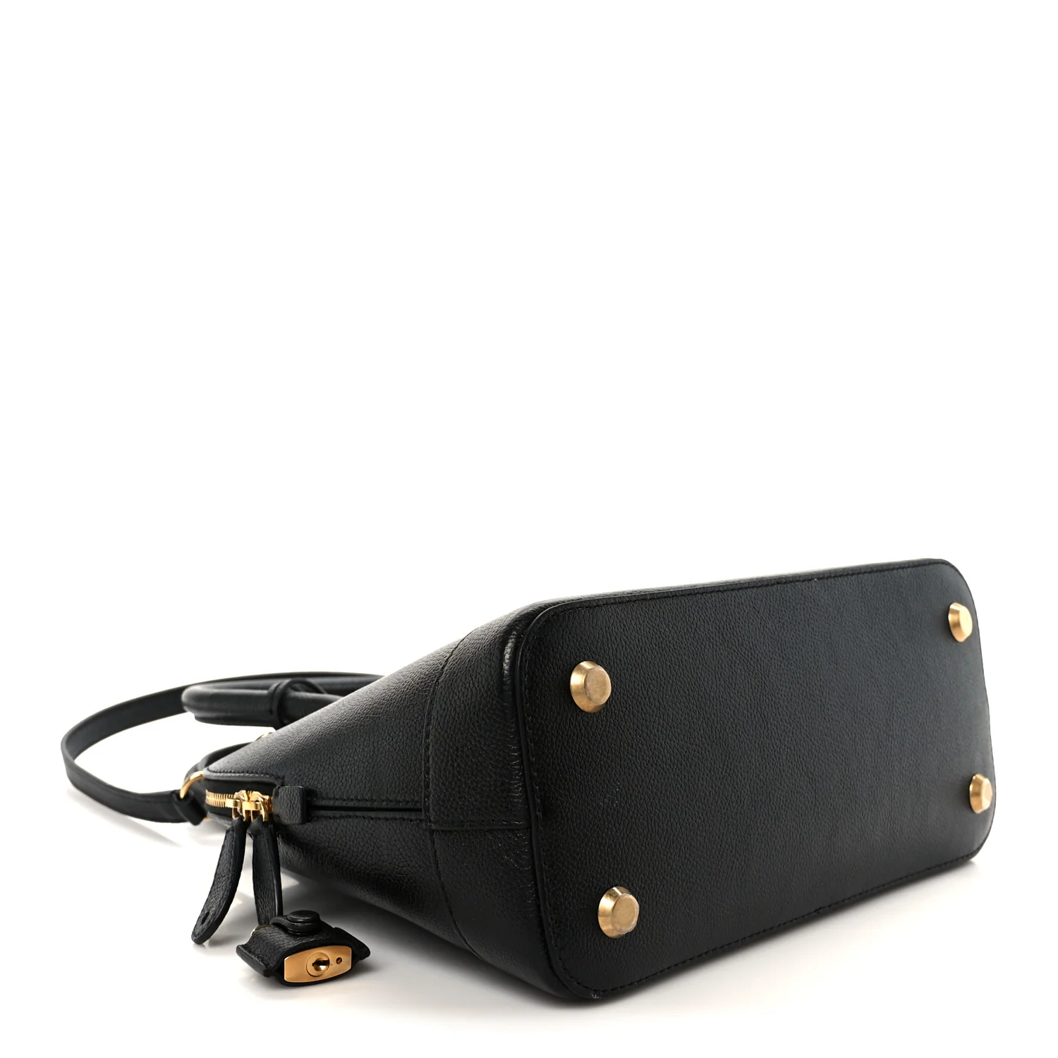 Grained Calfskin Logo S Ville Top Handle Bag Black White - Image 4