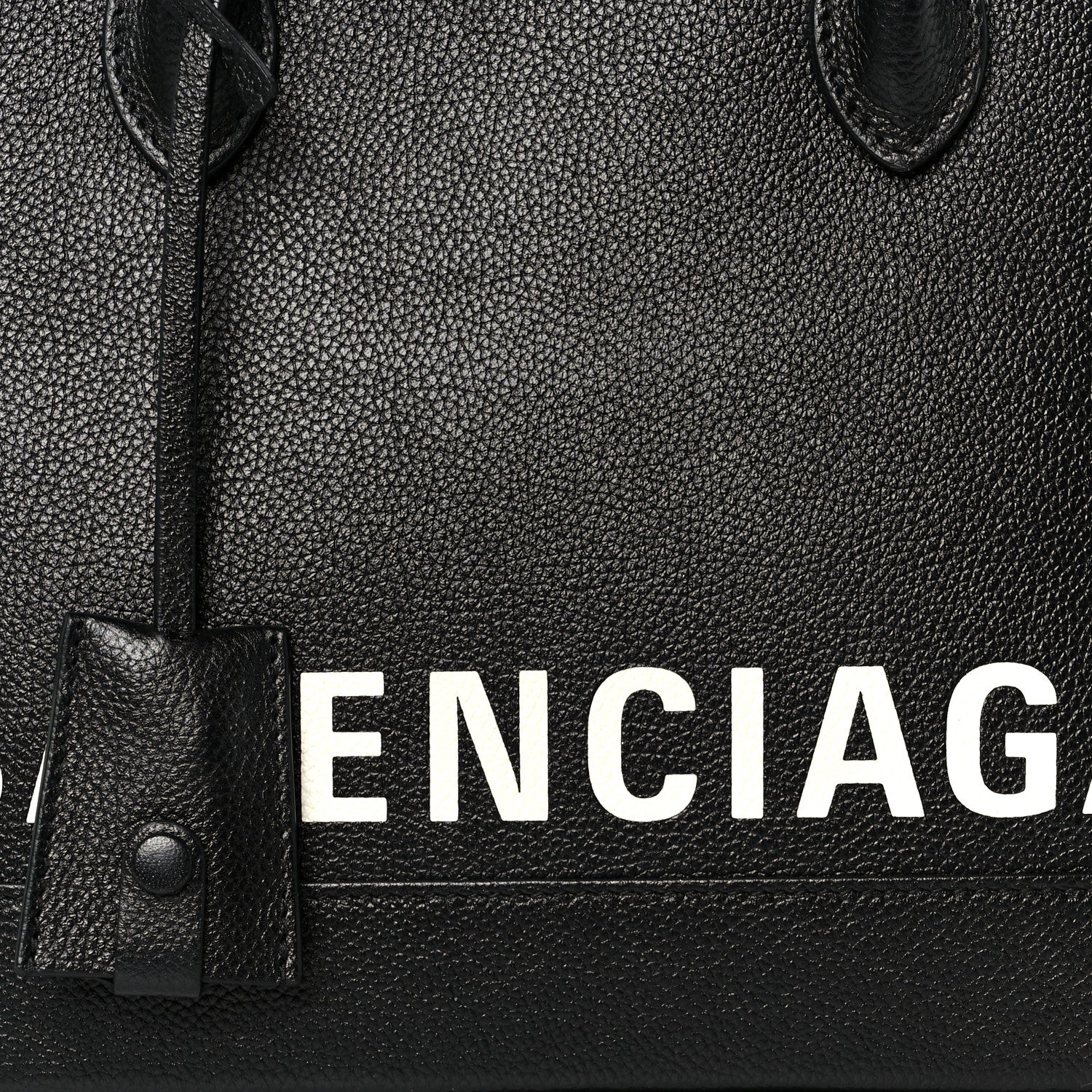 Grained Calfskin Logo S Ville Top Handle Bag Black White - Image 8