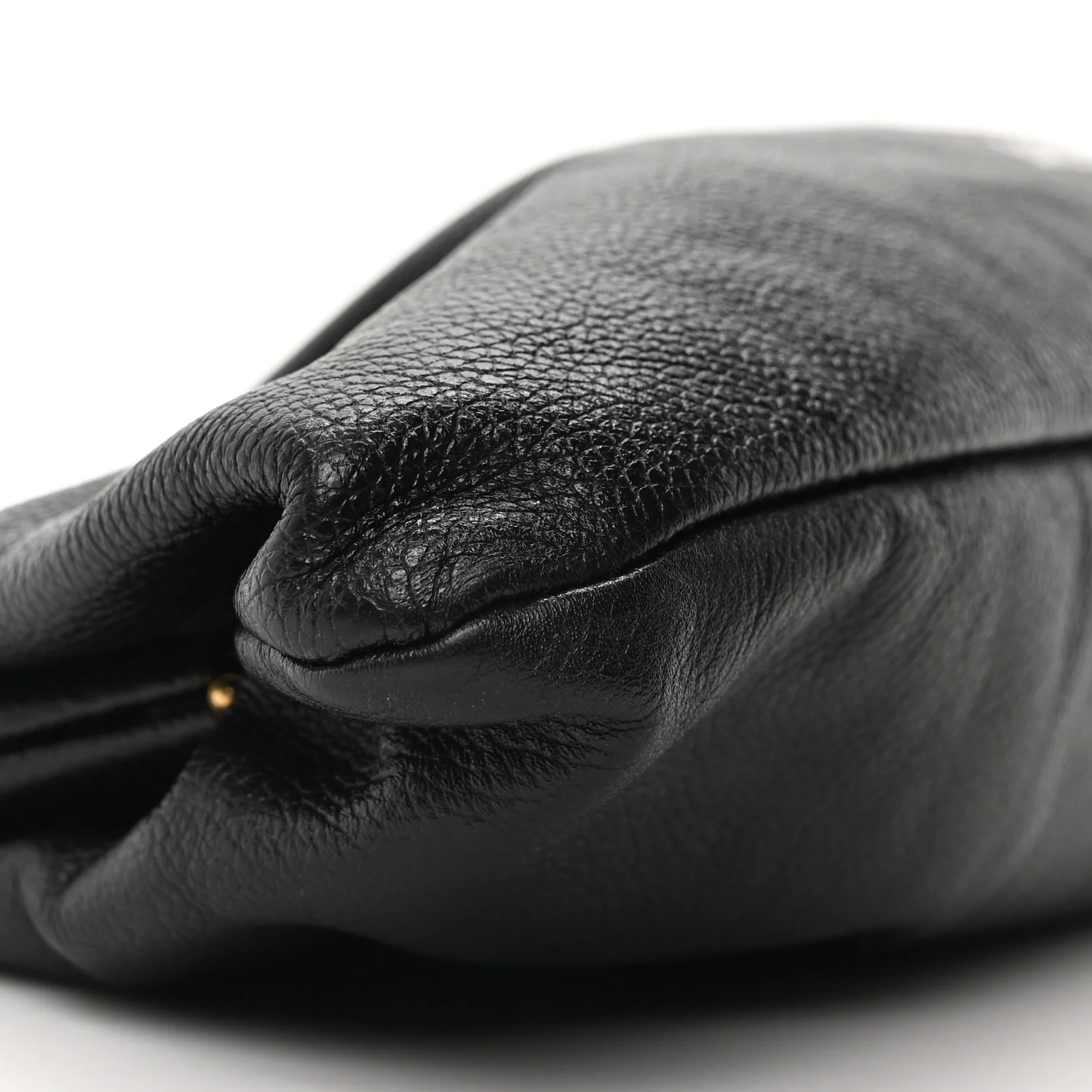 Grained Calfskin Logo XL Cloud Clutch Black - Image 9