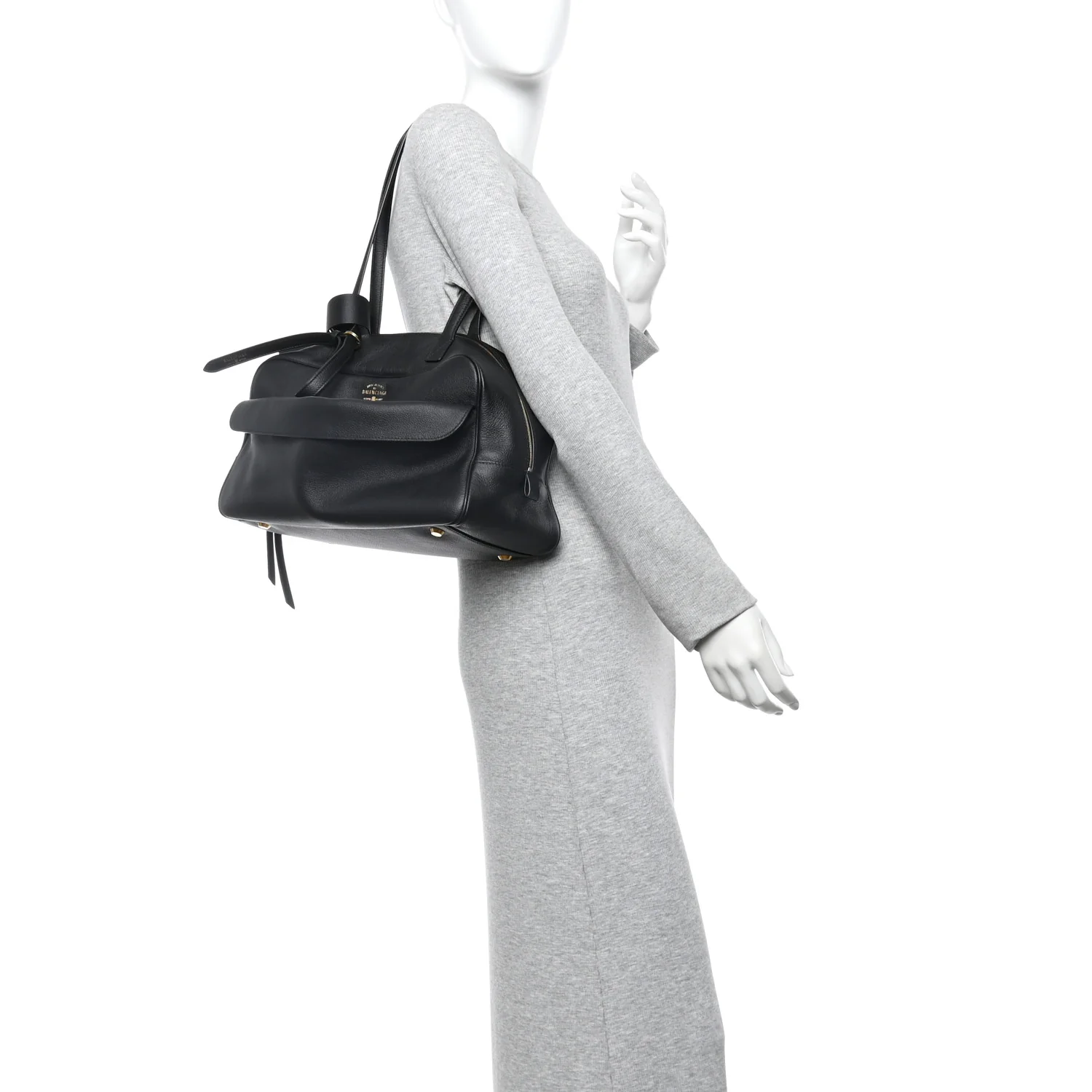 Grained Calfskin Medium Carrie Bowling Bag Black - Image 2