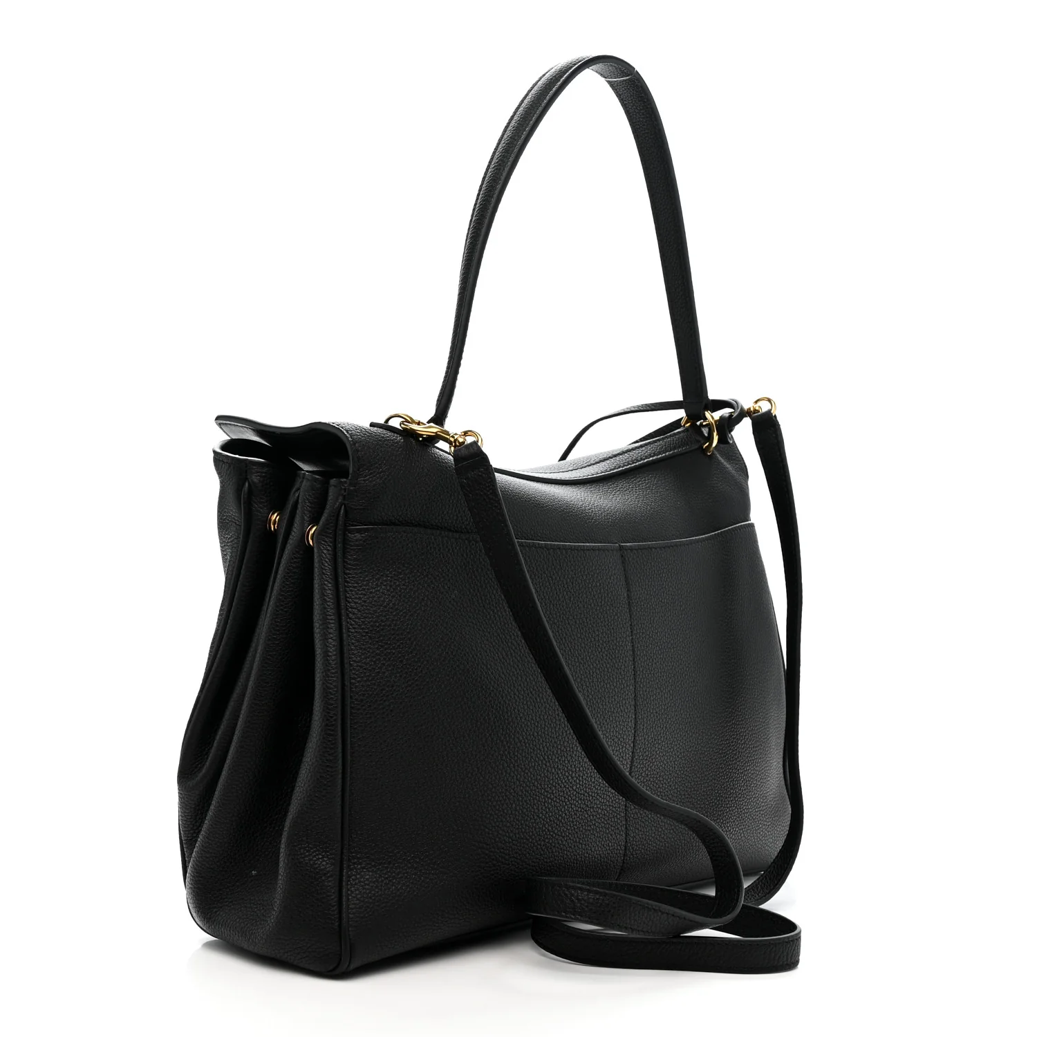 Grained Calfskin Medium Rodeo Top Handle Handbag Black - Image 3