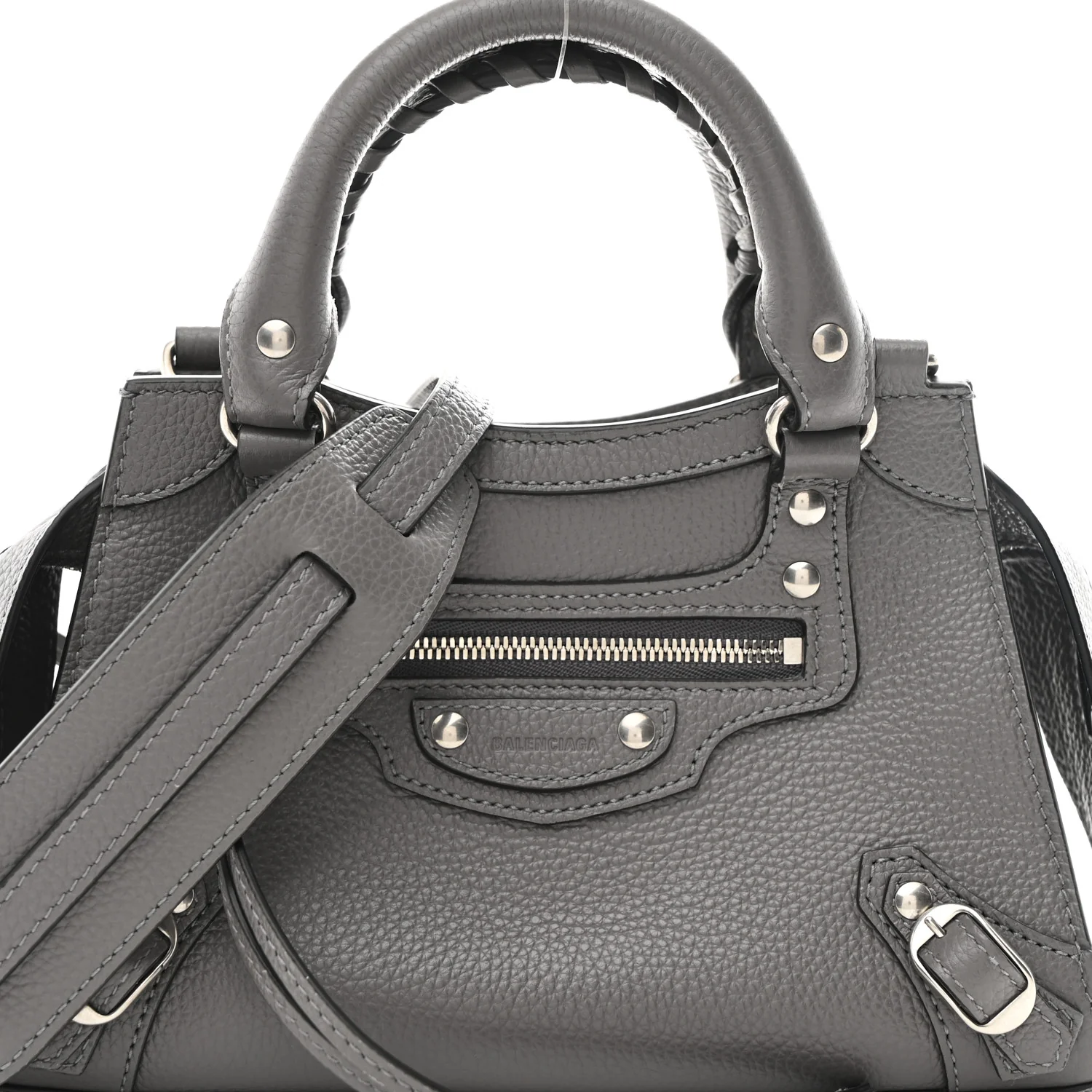Grained Calfskin Neo Classic Silver Hardware Mini City Dark Grey - Image 8