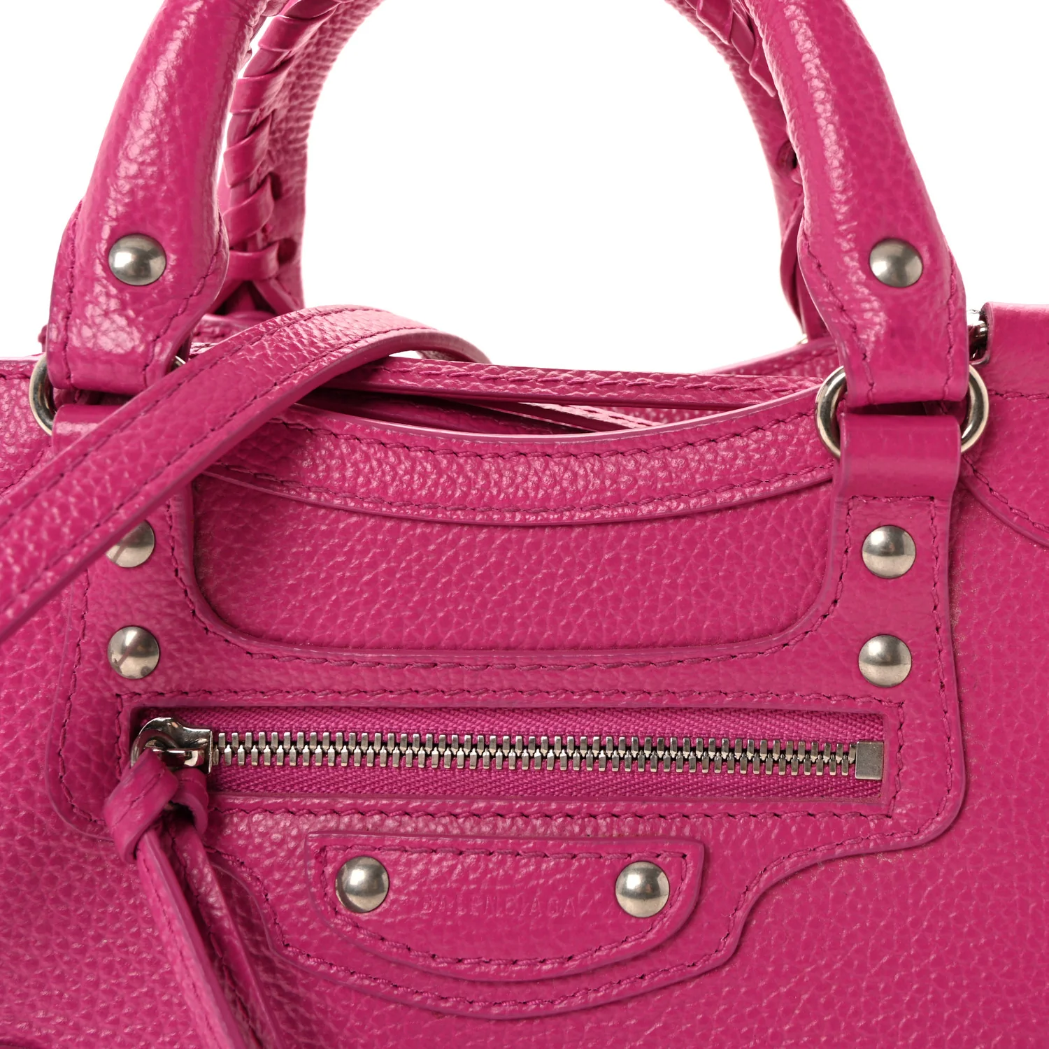 Grained Calfskin Neo Classic Silver Hardware Mini City Fuchsia - Image 12