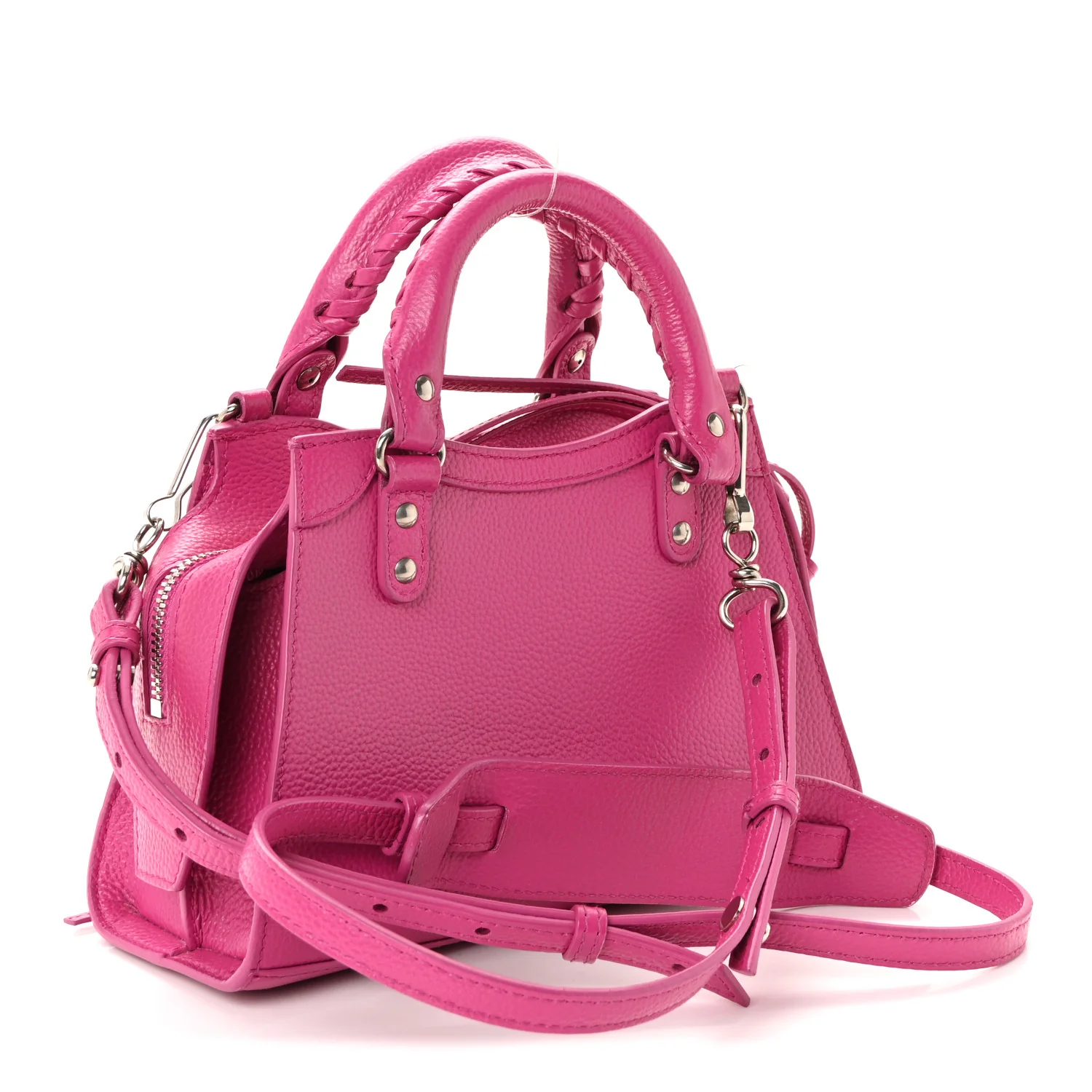 Grained Calfskin Neo Classic Silver Hardware Mini City Fuchsia - Image 4