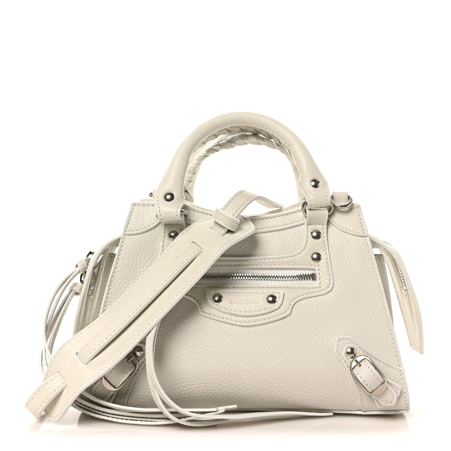 Grained Calfskin Neo Classic Silver Hardware Mini City White