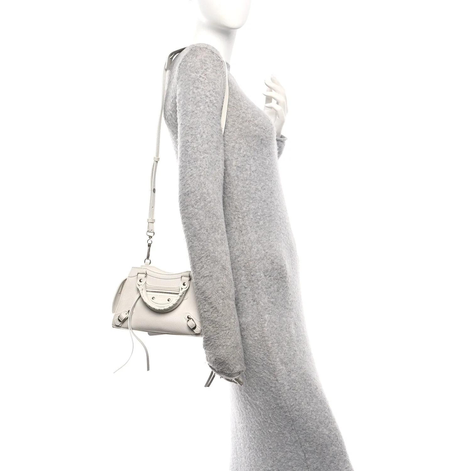 Grained Calfskin Neo Classic Silver Hardware Mini City White - Image 2