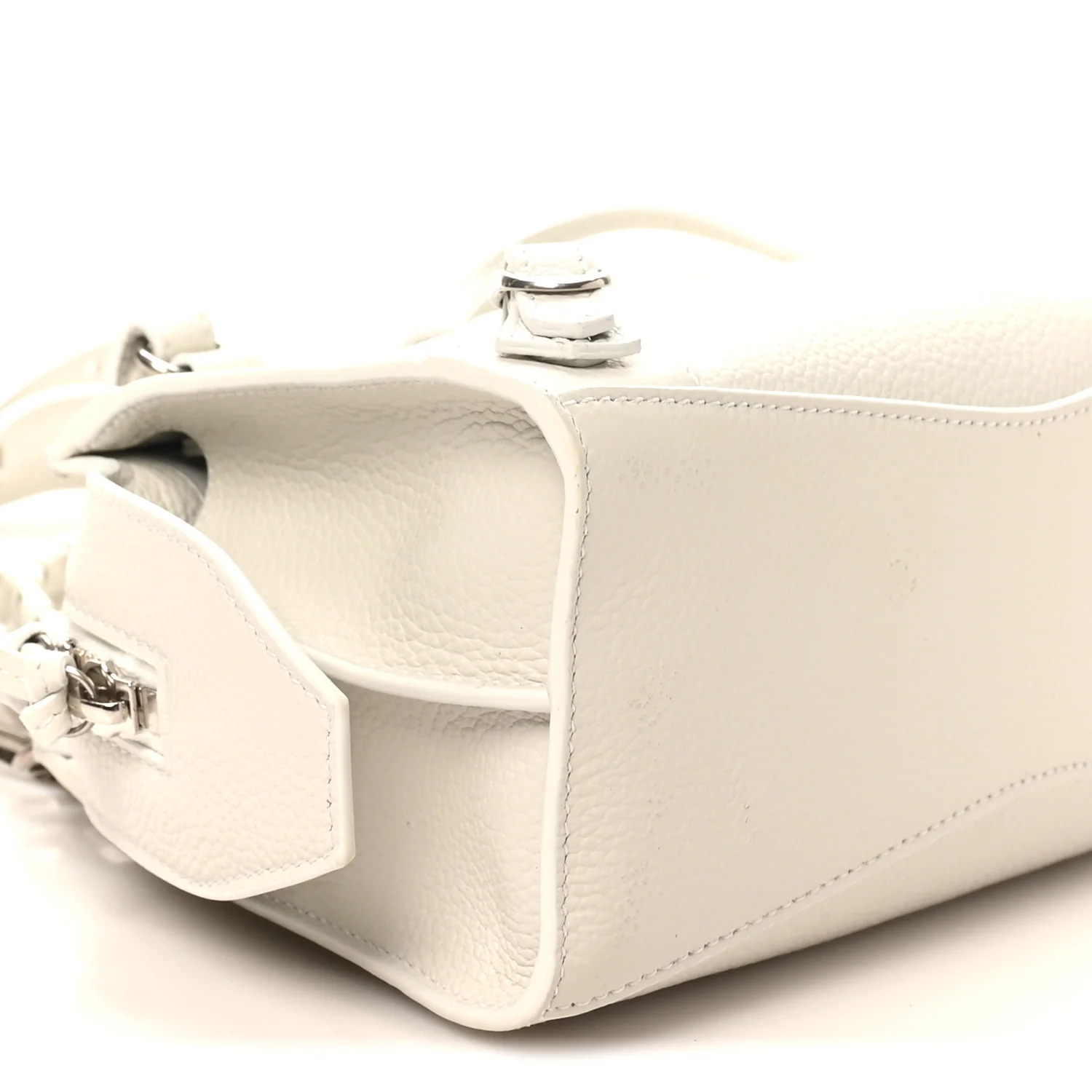 Grained Calfskin Neo Classic Silver Hardware Mini City White - Image 8