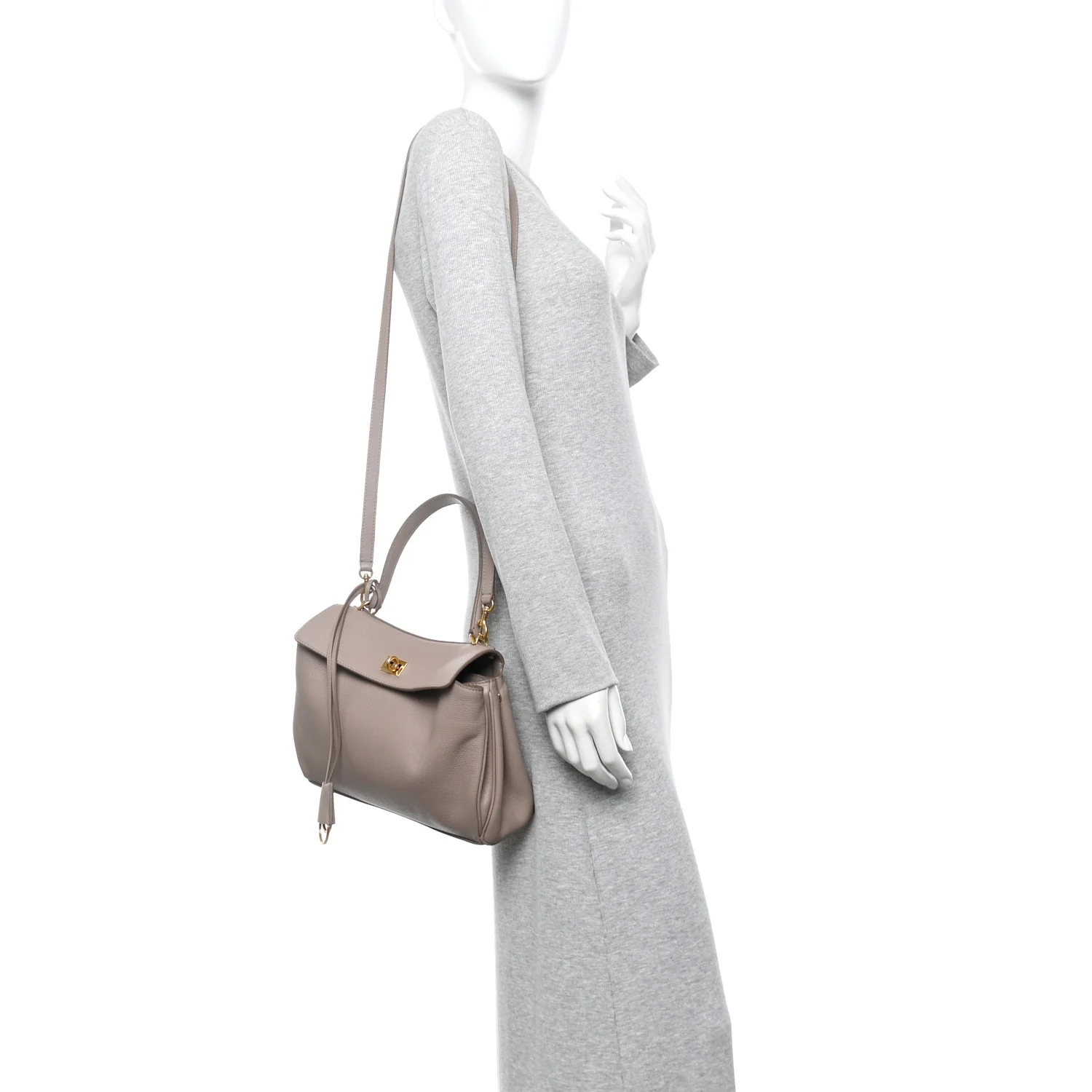 Grained Calfskin Small Rodeo Top Handle Handbag Sesame - Image 2