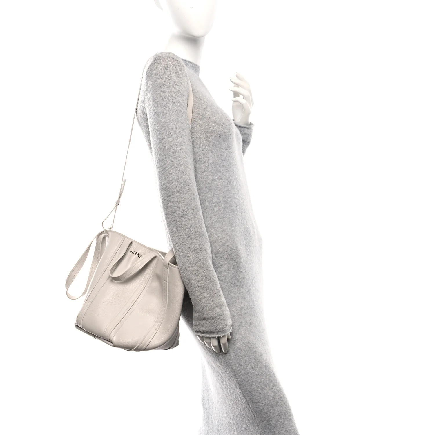 Grained Calfskin XS Everyday North South Shoulder Tote Bag White - Image 2