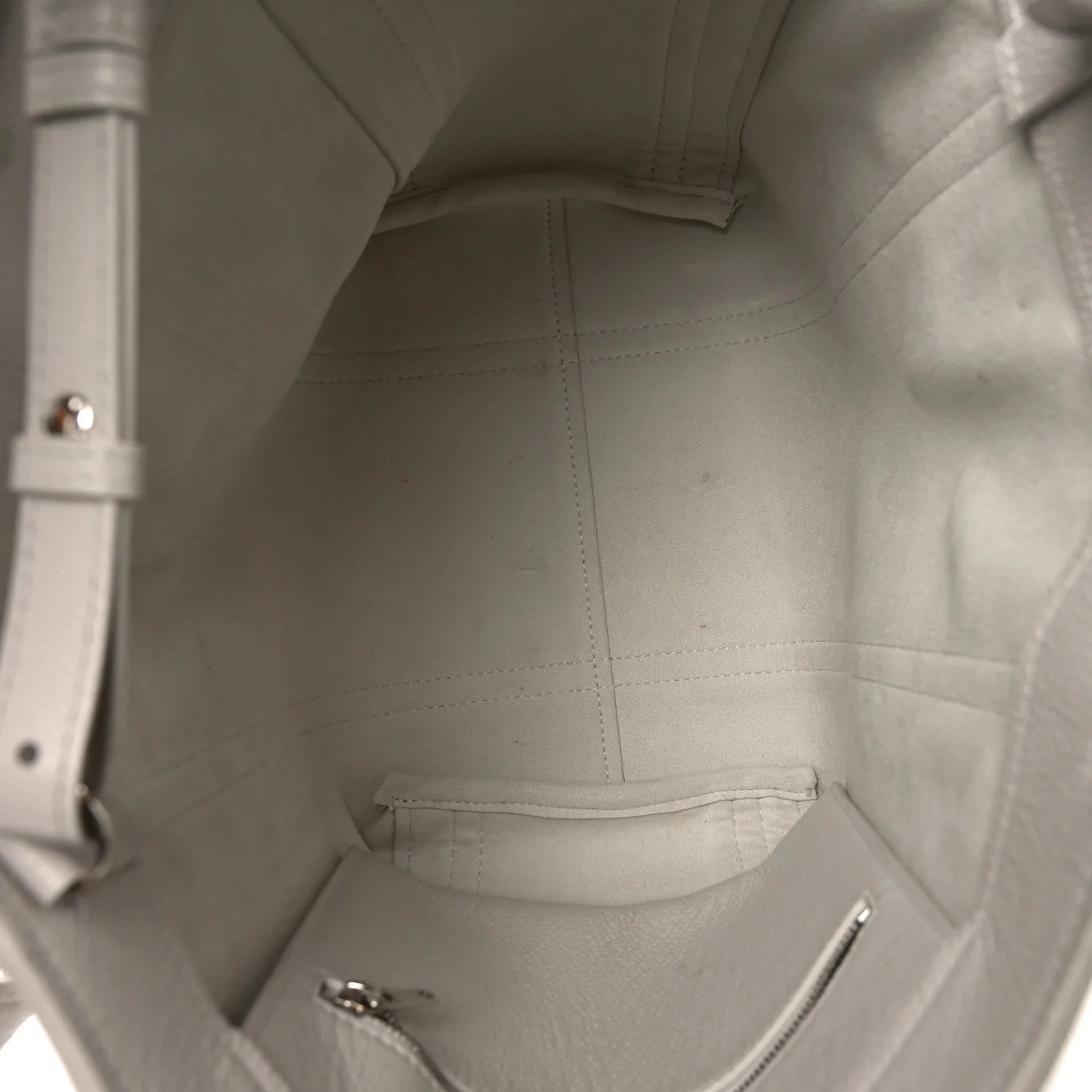 Grained Calfskin XS Everyday North South Shoulder Tote Bag White - Image 5