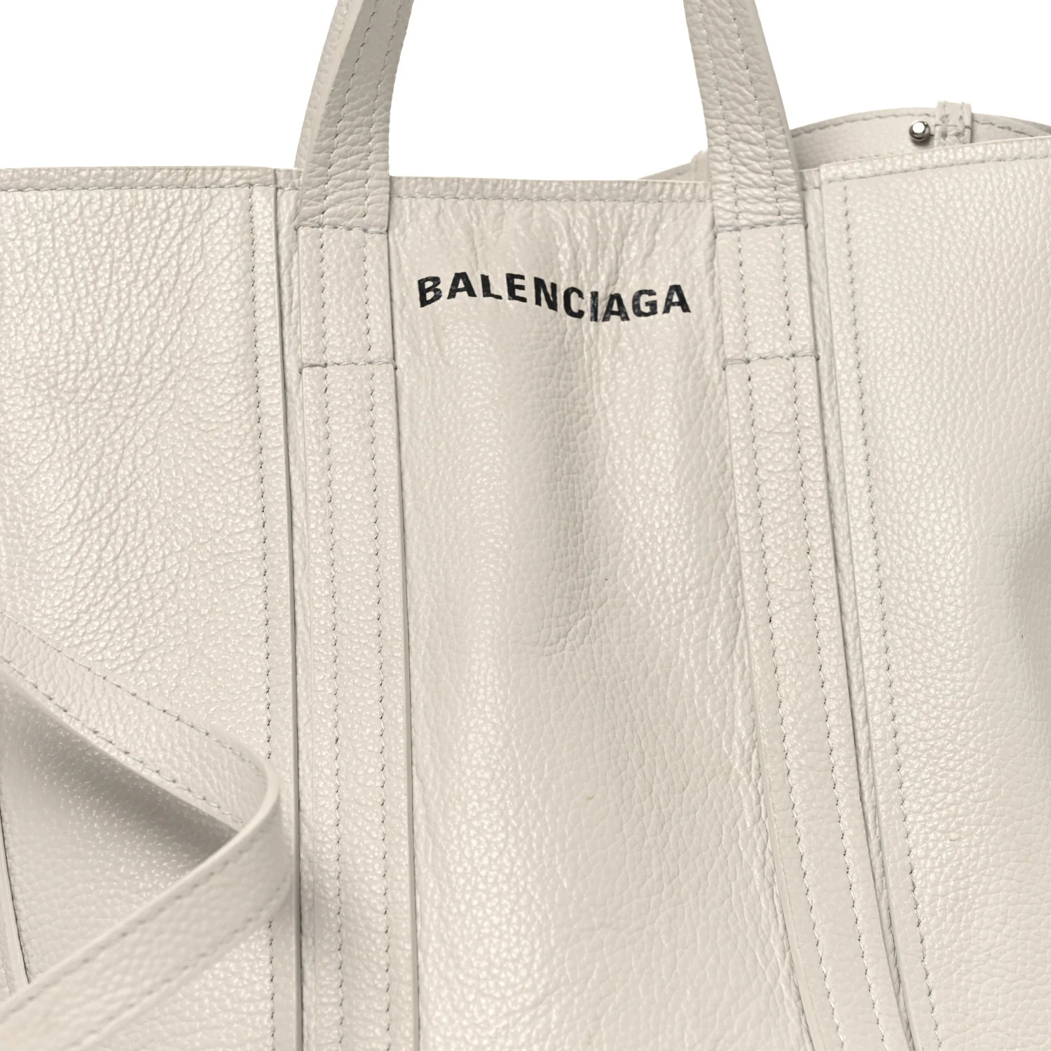 Grained Calfskin XS Everyday North South Shoulder Tote Bag White - Image 7