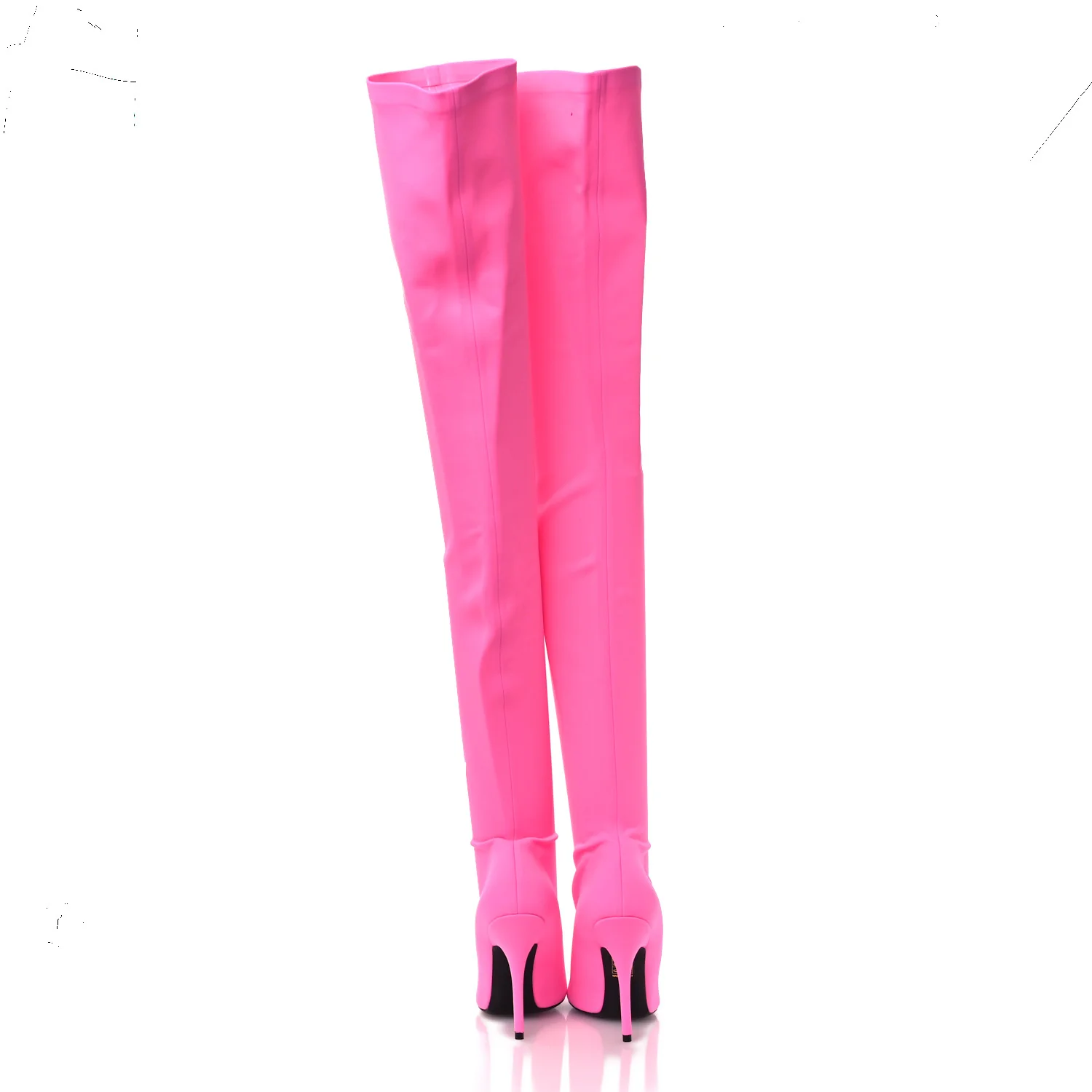 Matte Spandex Pointed Toe Knife 110mm Thigh High Boots 38 Fluo Pink - Image 6